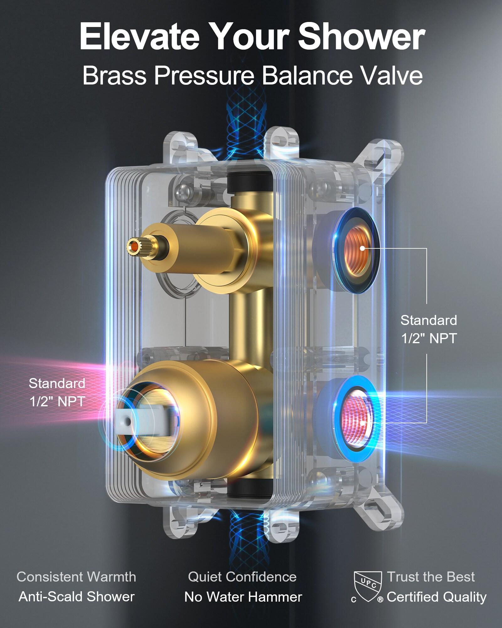 GRANDJOY Complete Shower System, 10" and 6" Dual Wall Mount Rain Shower Faucets with Handheld Shower Spray, High Pressure in Brushed Gold