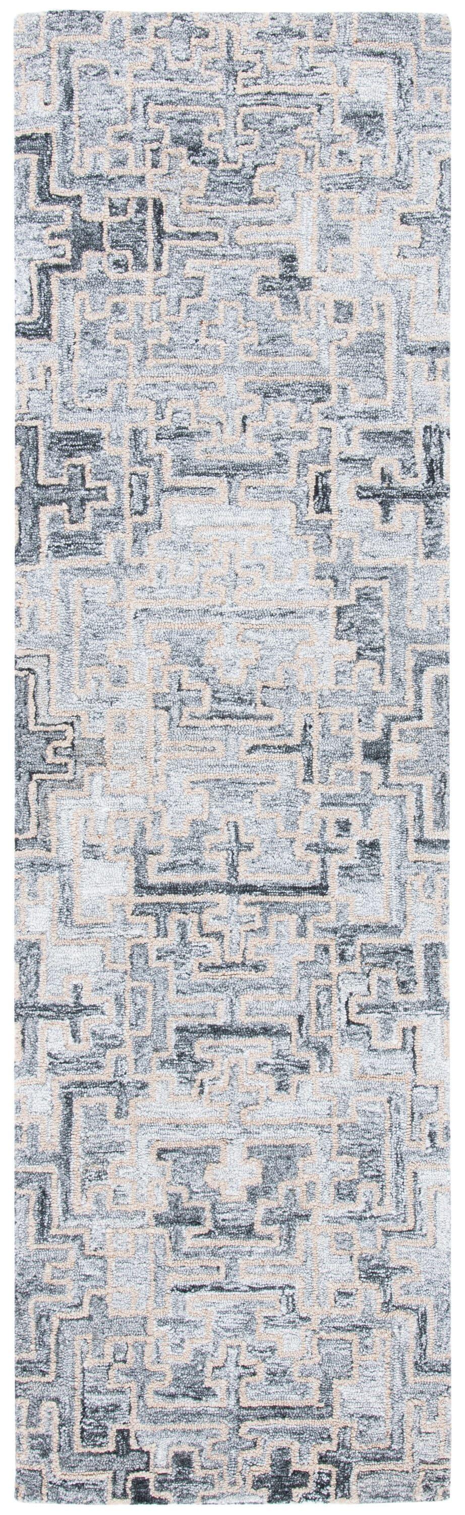 Abstract ABT142 Handmade Indoor Runner - Ivory/Black - 2'-3"x6' - Safavieh