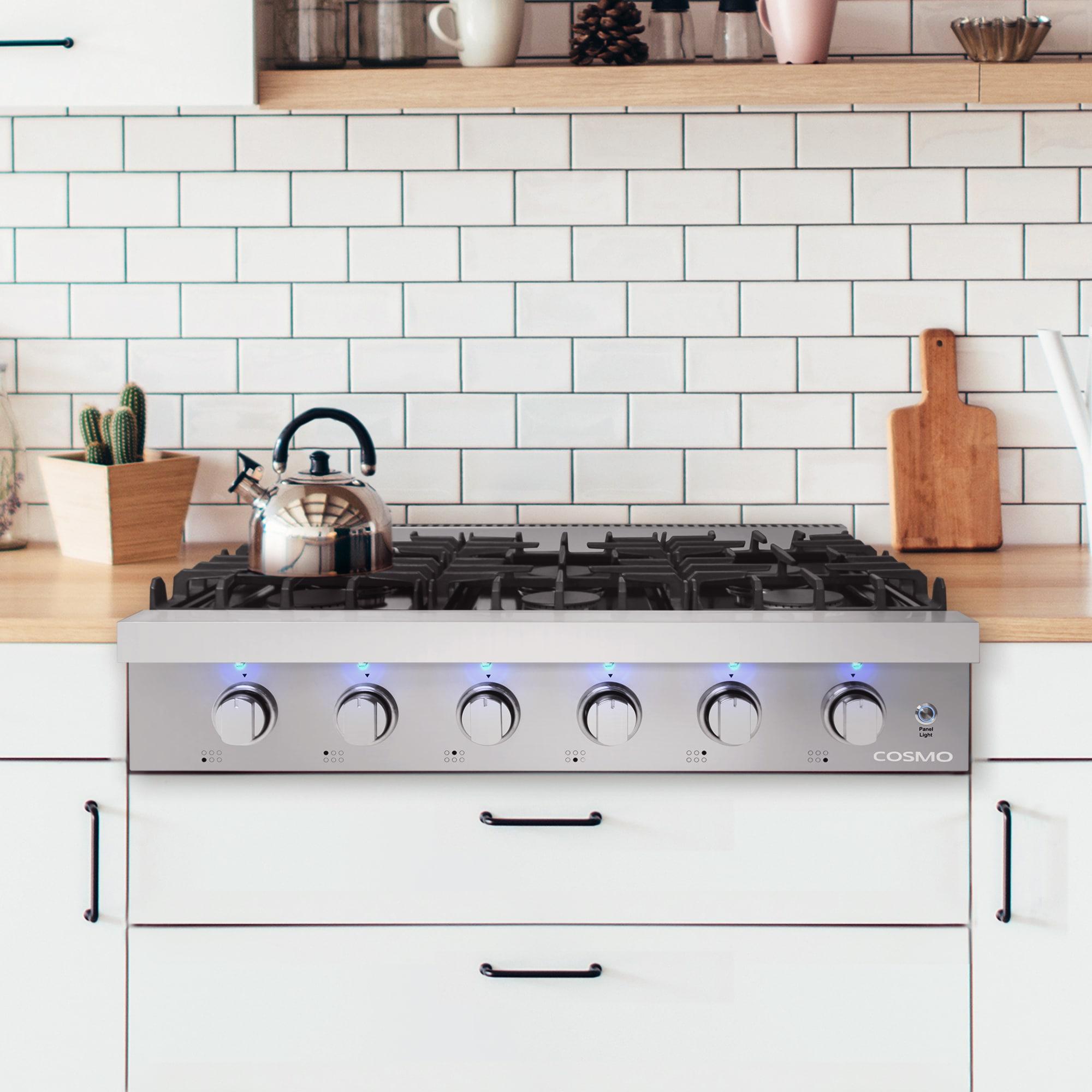 36-Inch Stainless Steel Gas Cooktop with 6 Burners