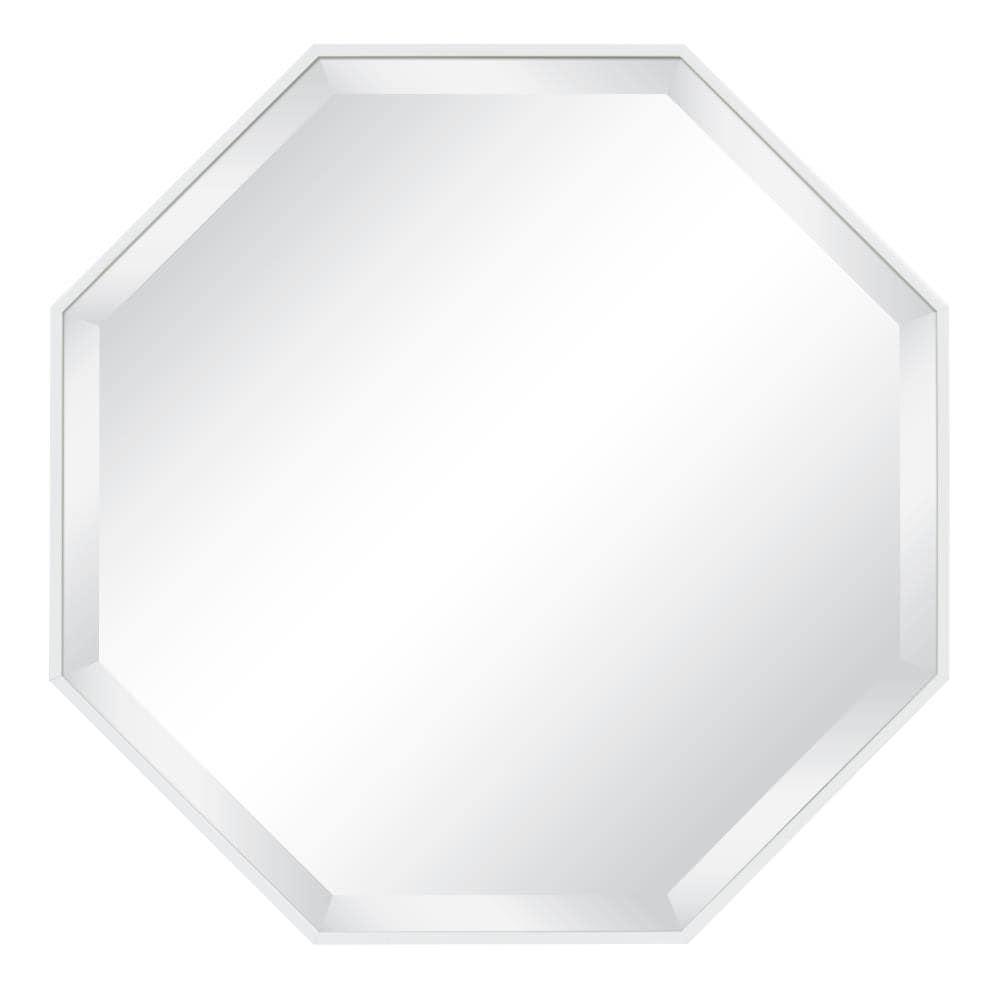 25" x 25" Rhodes Framed Octagon Wall Mirror White - Kate and Laurel: Modern Design, No Assembly, Wall Mount, Plastic Frame