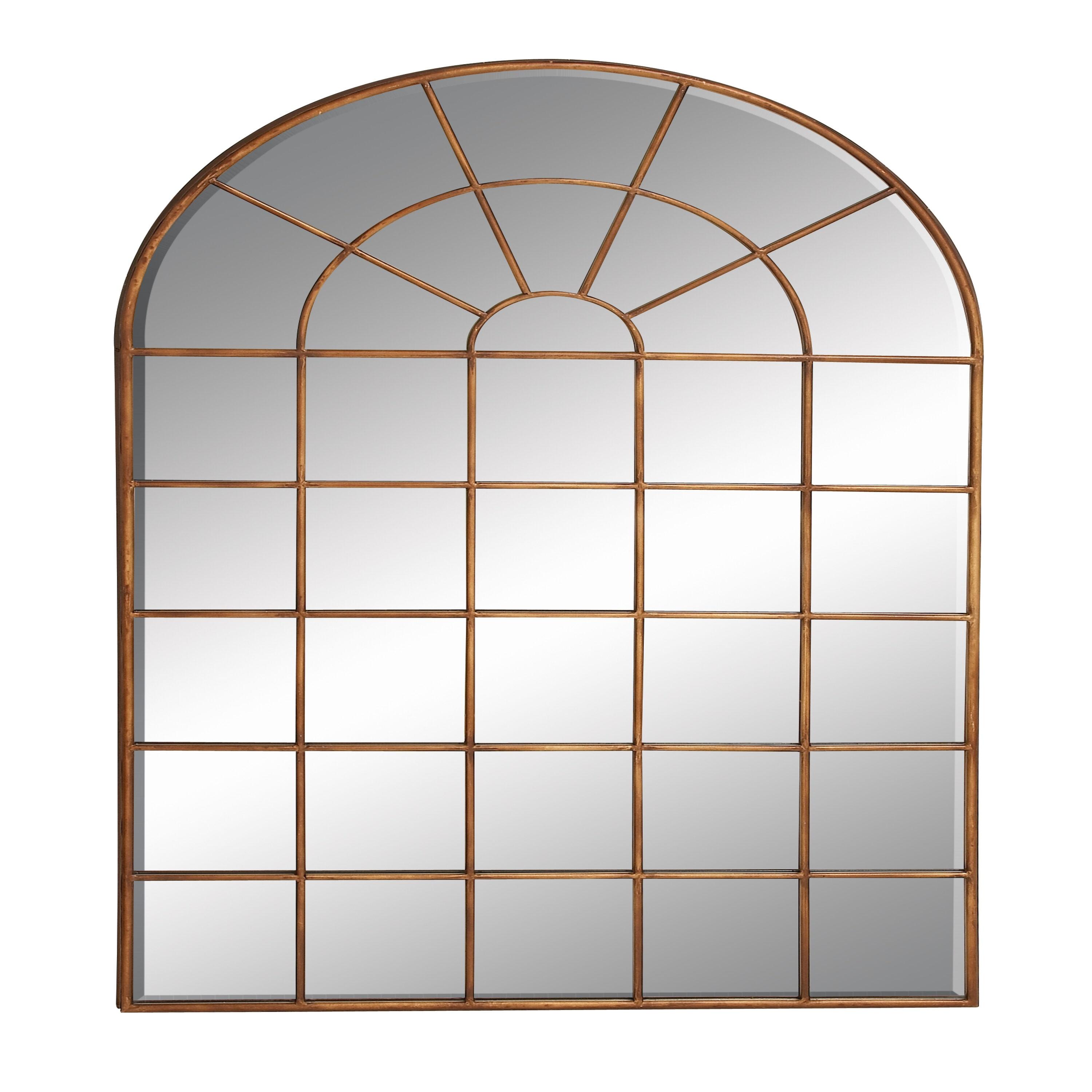 DecMode Traditional Windowpane Style Metal Wall Mirror with Polished Brown Finish, 34"W x 56"H