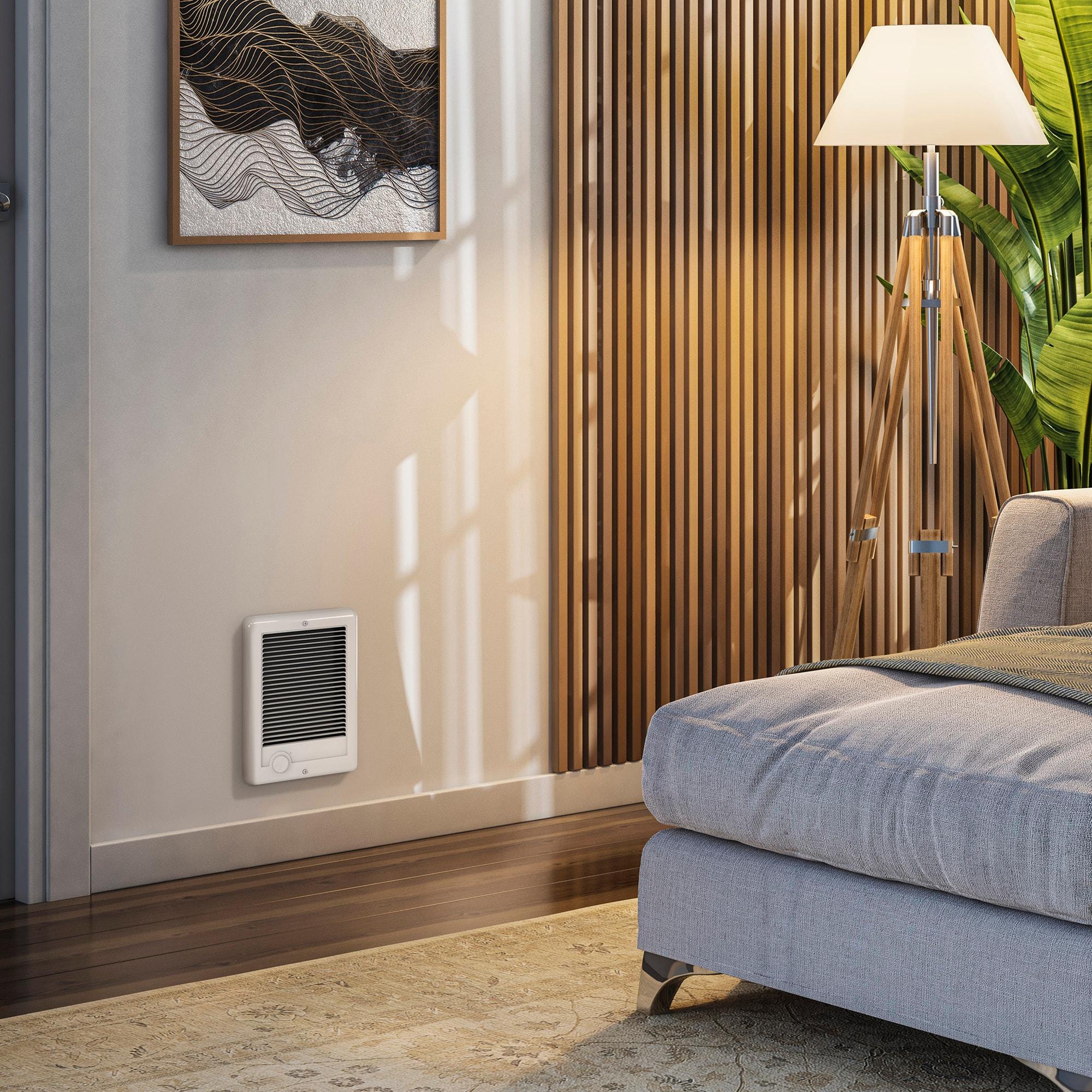 White 1500W Electric Wall Heater with Thermostat and Automatic Shut-off
