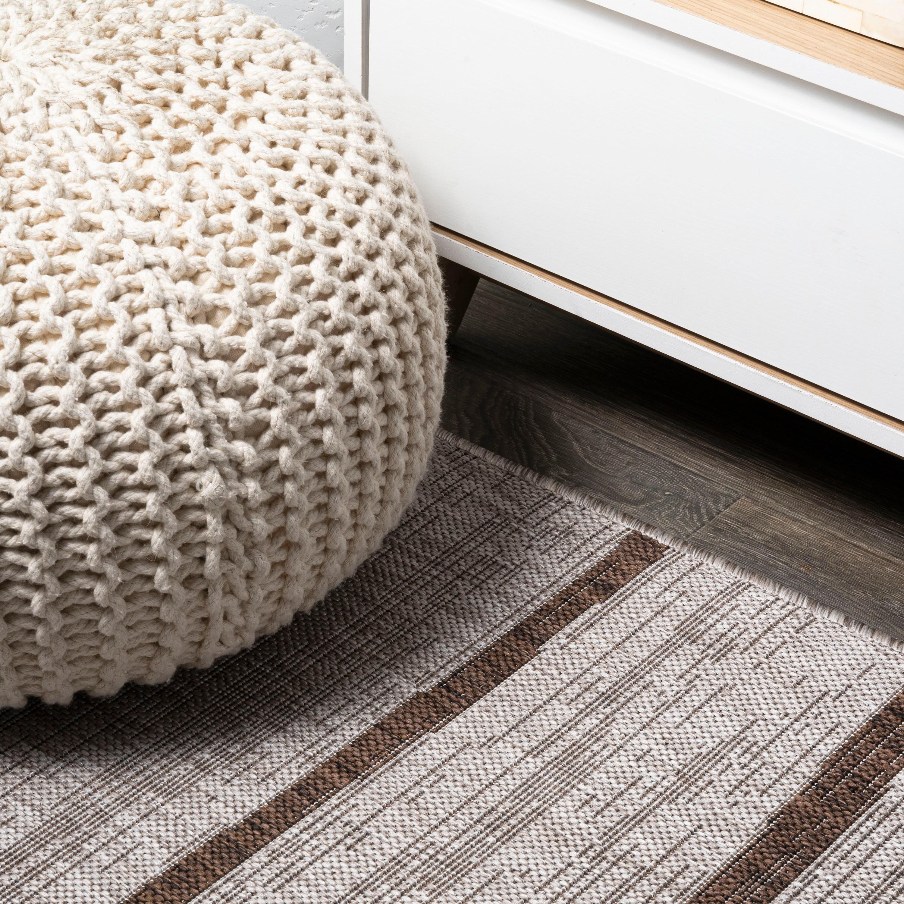 3'x5' Colonia Berber Stripe Indoor/Outdoor Area Rug, Beige/Brown - JONATHAN Y