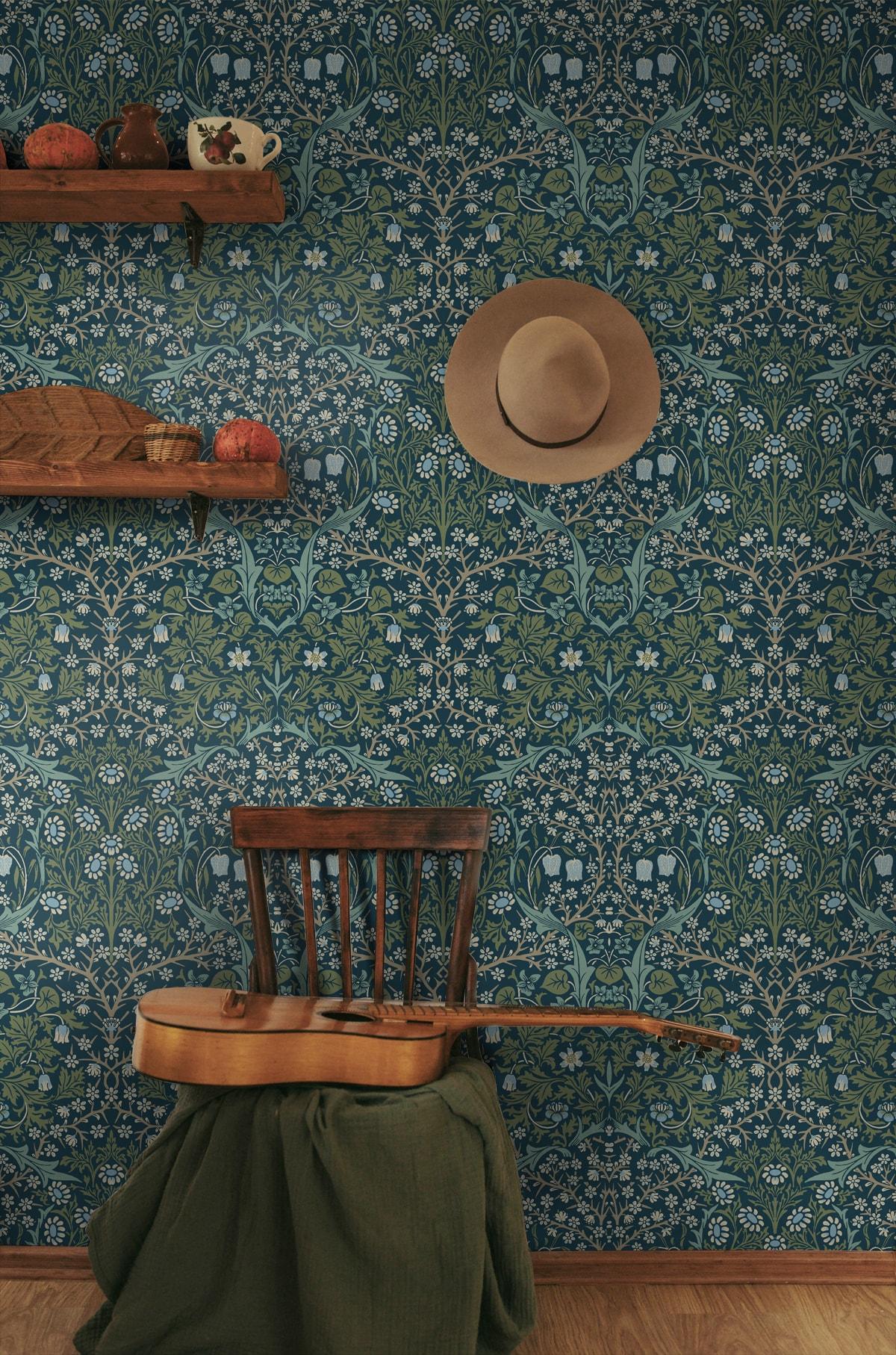 NextWall Victorian Garden Peel and Stick Wallpaper: Removable Vinyl, Vintage Floral, Botanical Matte Finish, 31.35 Sq Ft Coverage