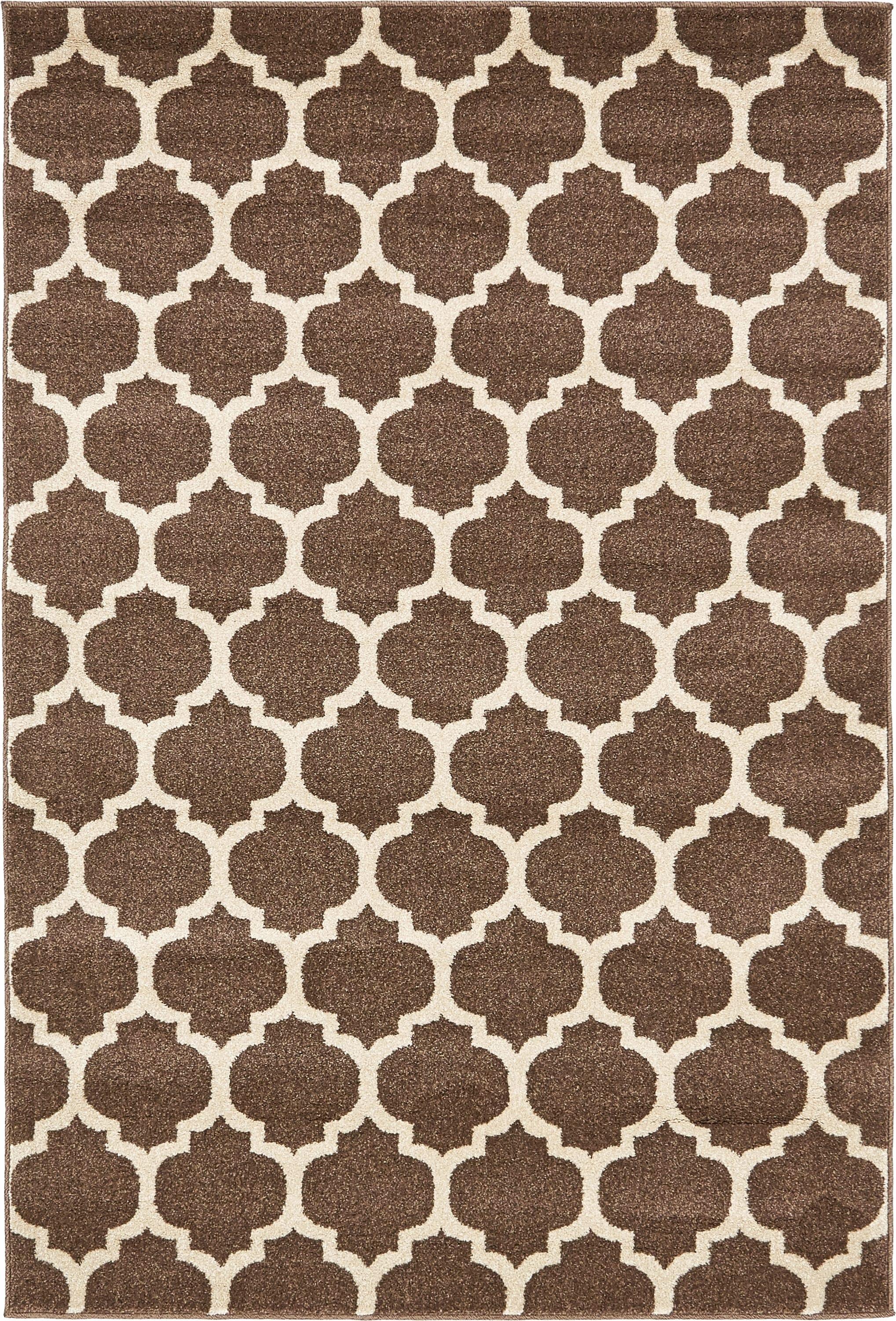 Unique Loom 4' 1 x 6' 1 Trellis Philadelphia Brown Area Rug