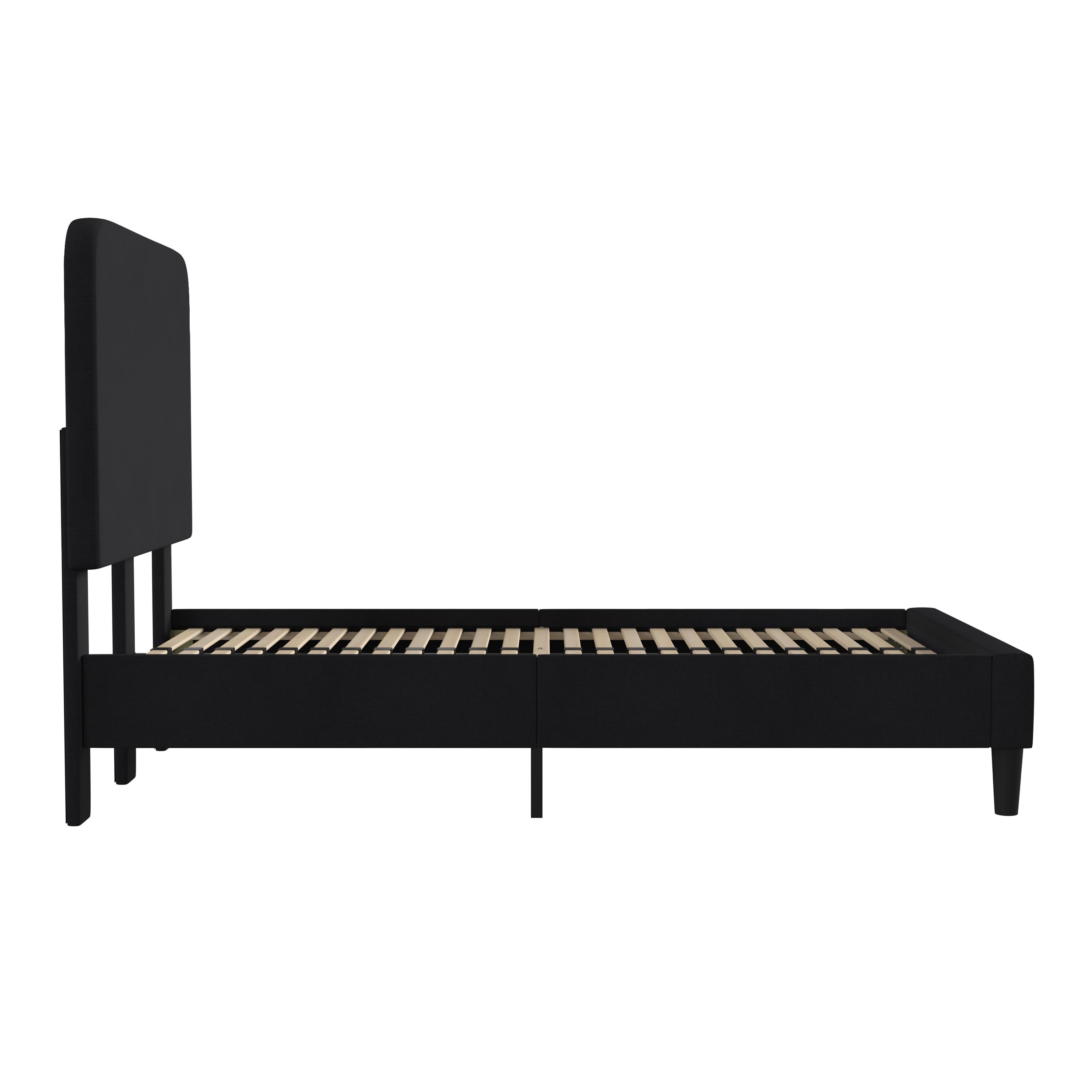 Flash Furniture Addison Charcoal Twin Fabric Upholstered Platform Bed - Headboard with Rounded Edges - No Box Spring or Foundation Needed