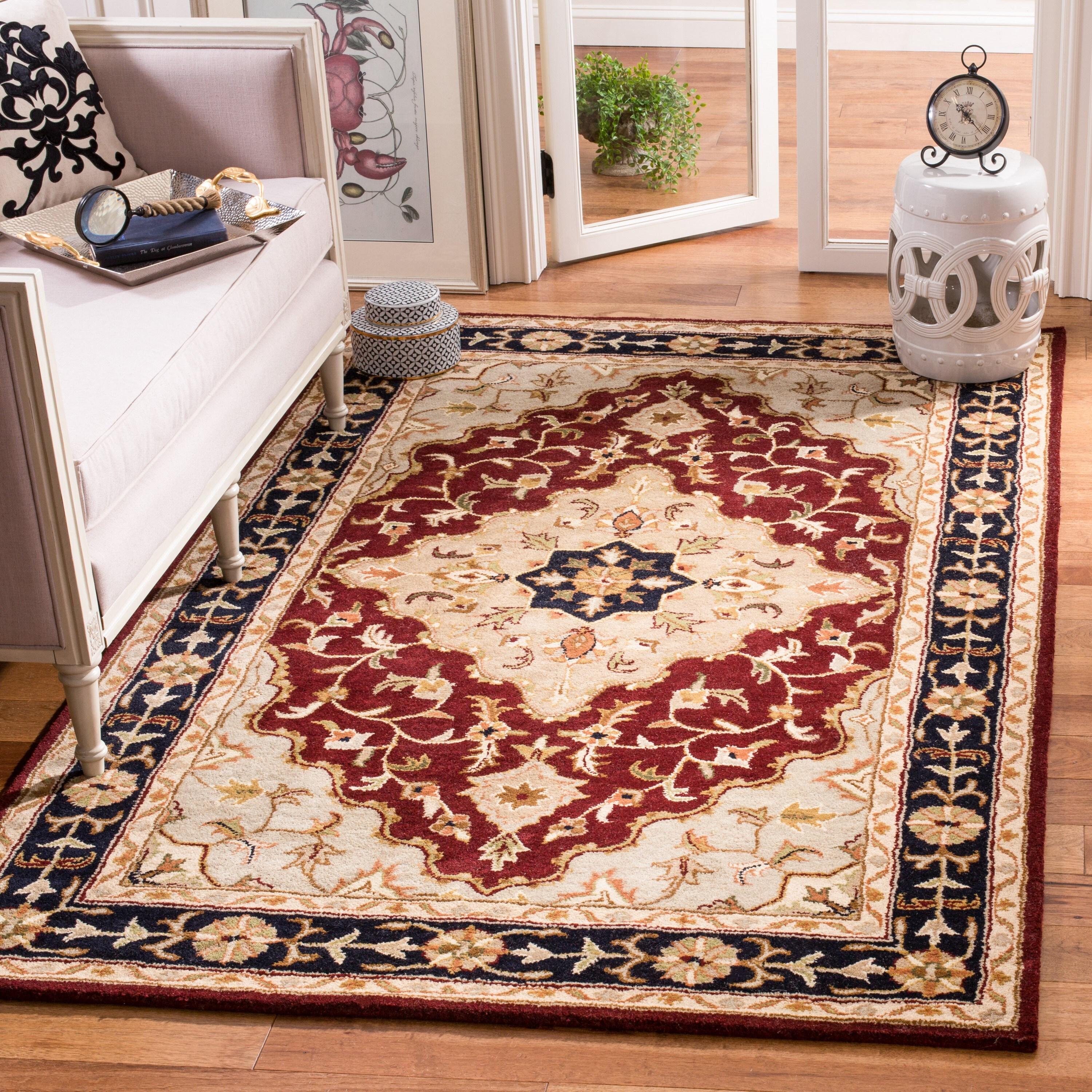 Handmade Tufted Red and Black Wool Accent Rug 2'3" x 4'