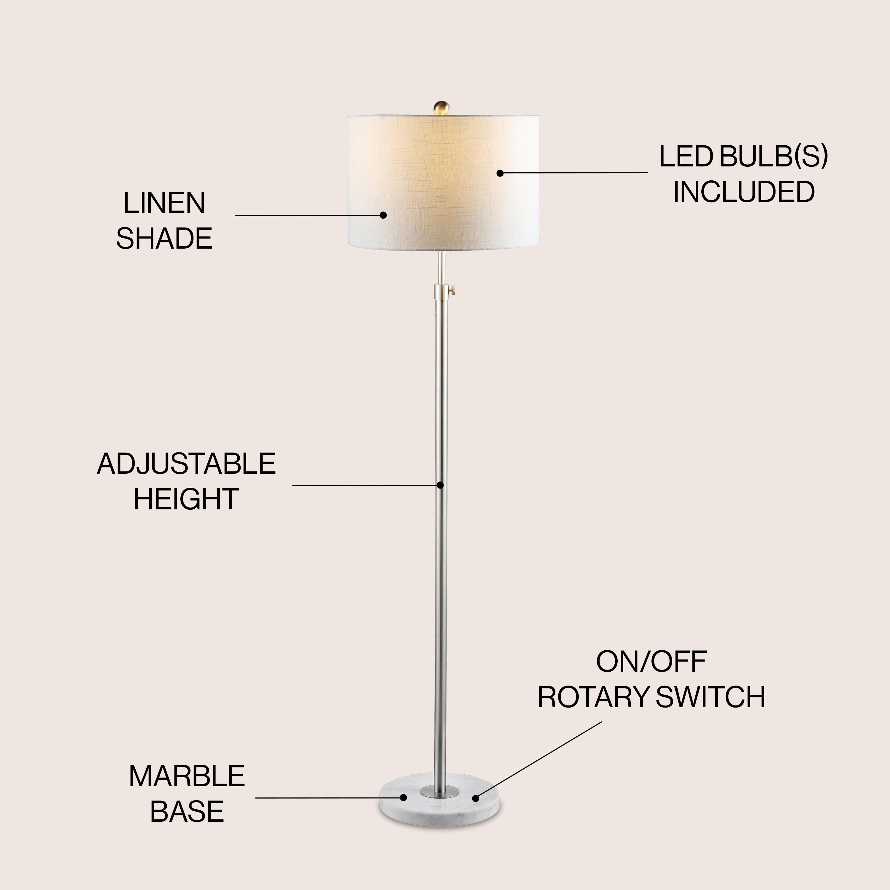 Jonathan Y Lighting Jyl3022 June 1 Light 65" Tall Led Floor Lamp - Chrome