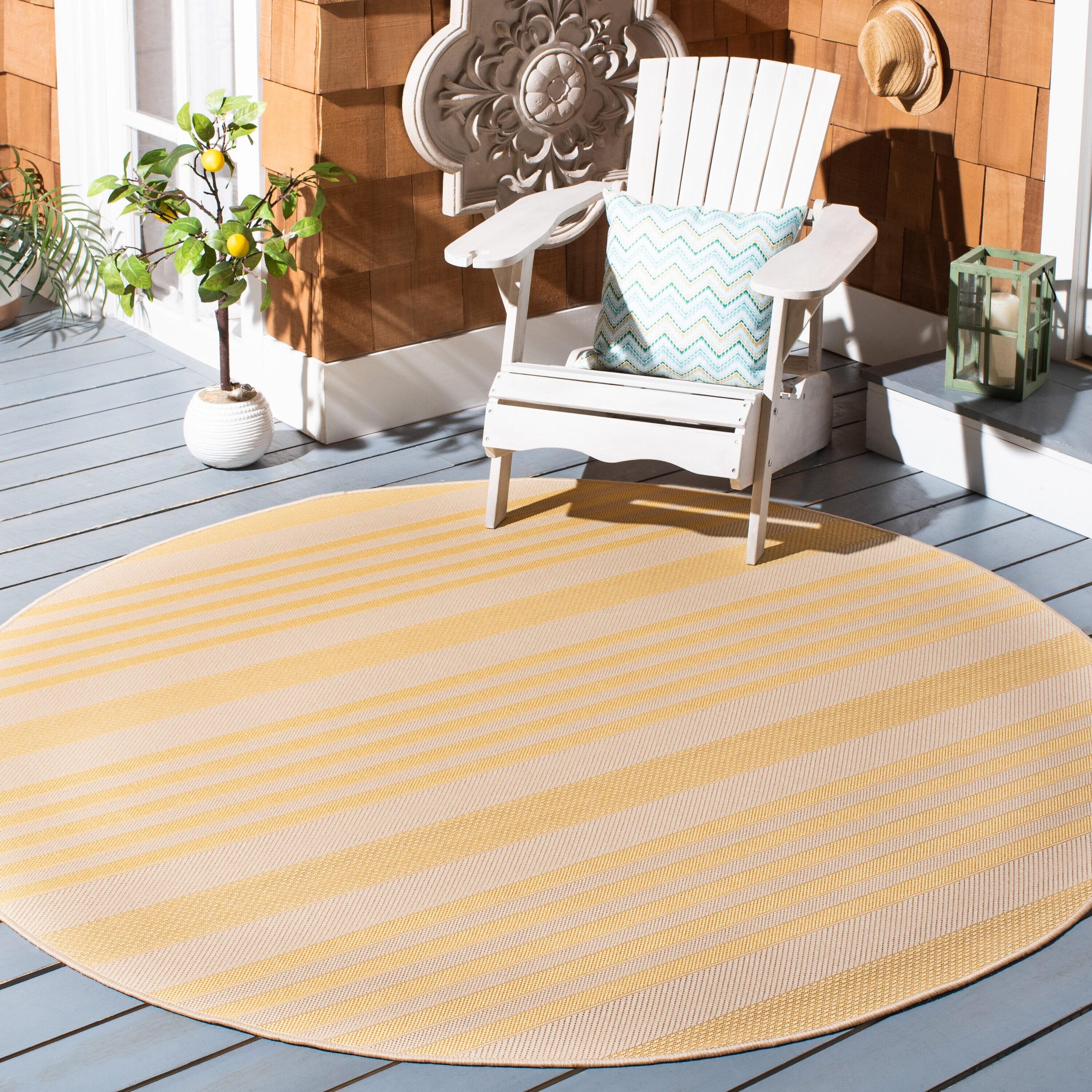 Courtyard CY6062 Power Loomed Indoor and Outdoor Indoor and Outdoor Area Rug - Gold/Beige - 6' round - Safavieh.