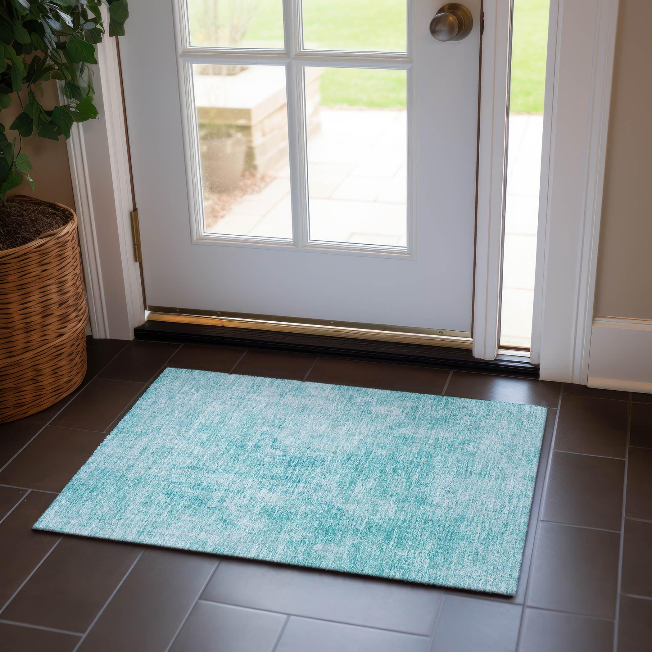 Addison Rugs Chantille ACN656 Teal 1'8" x 2'6" Indoor Outdoor Area Rug, Easy Clean, Machine Washable, Non Shedding, Bedroom, Entry, Living Room, Dining Room, Kitchen, Patio Rug