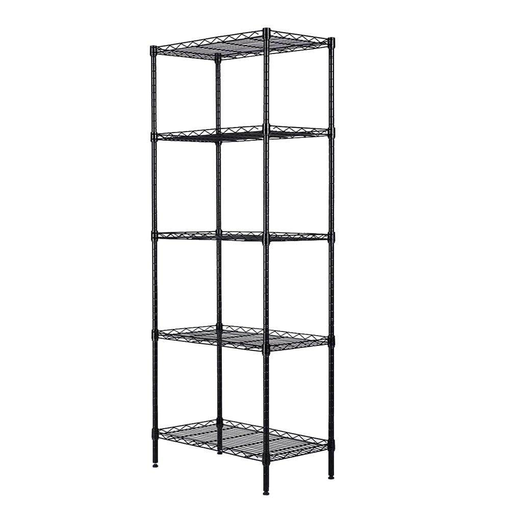 Scheam 5-Tiers Carbon Steel Shelving Units, Kitchen Organizer , Classic Wire Shelving Units, Multi Use Storage Rack for Home Office(Black)