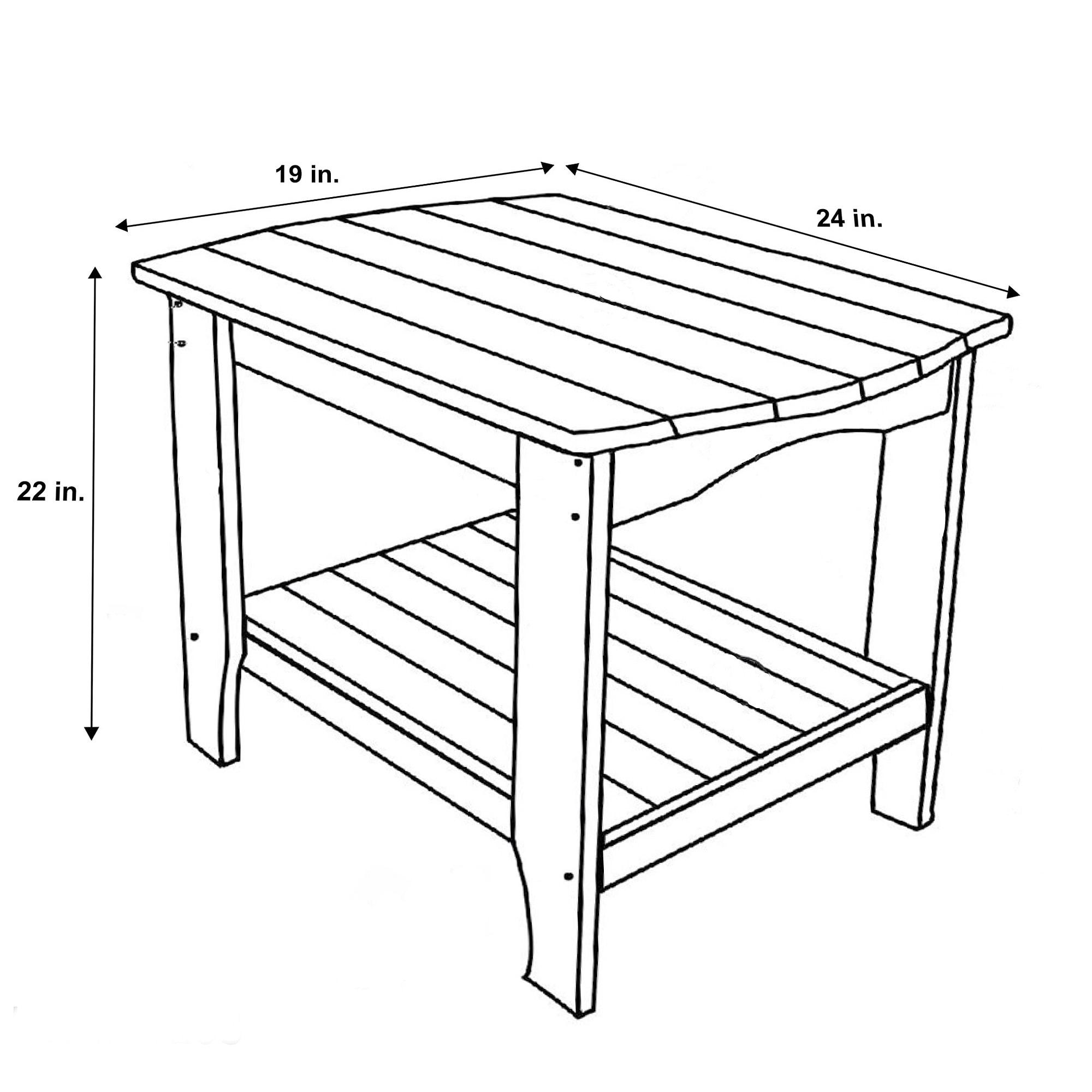 Shine Company Rectangular Traditional Wood Indoor/Outdoor Side Table in Gray