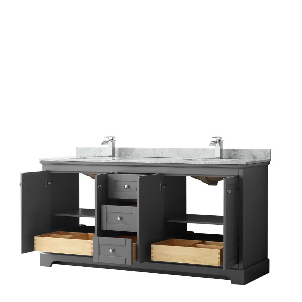 Avery 72" Dark Gray Double Bathroom Vanity with Marble Countertop