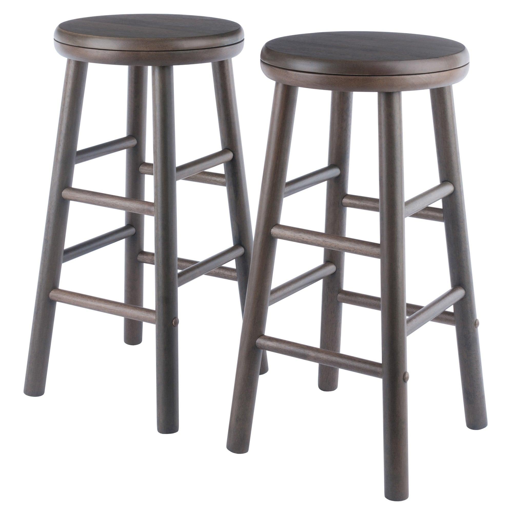 25.31" 2pc Shelby Swivel Seat Counter Height Barstools Gray - Winsome: Solid Wood, Tapered Legs