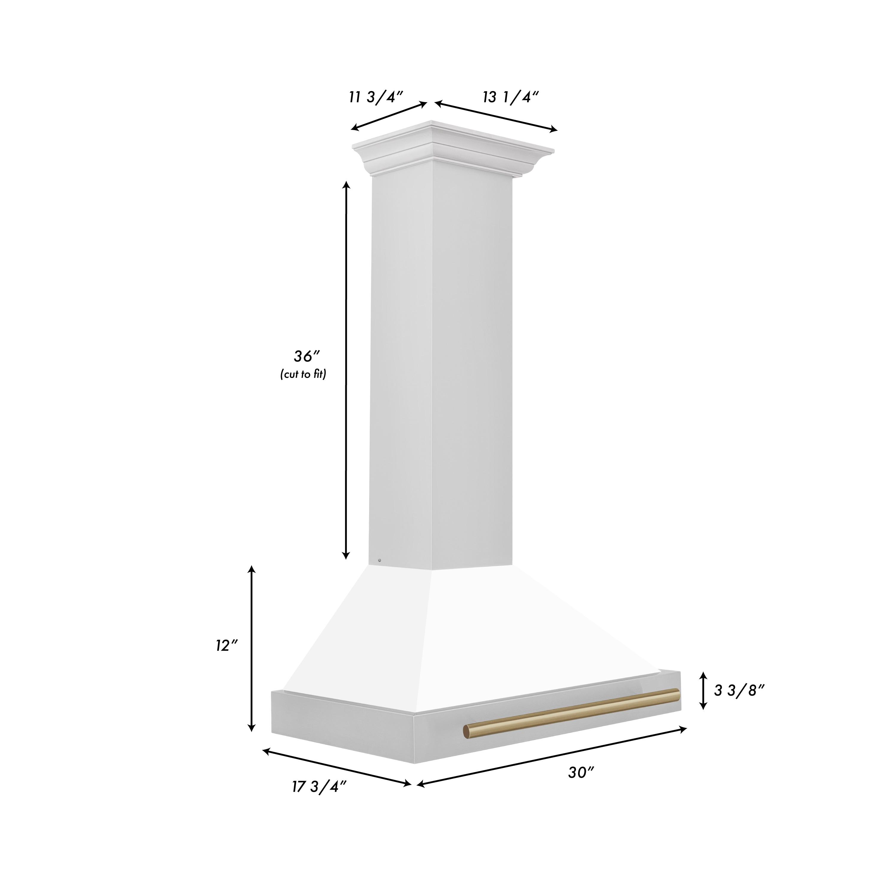 ZLINE 30" Autograph Edition Stainless Steel Range Hood with White Matte Shell