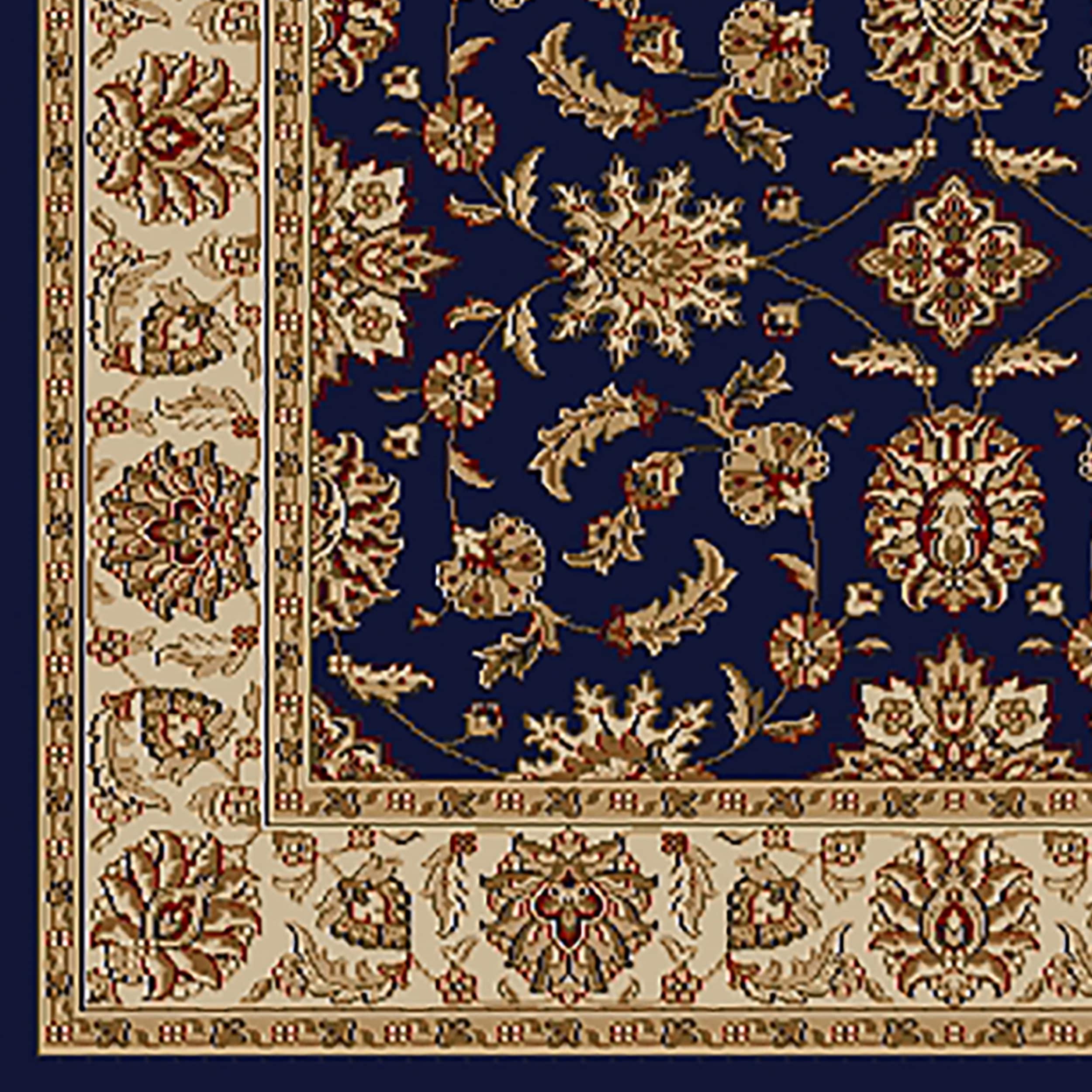 Radici Usa Como Area Rug 1592 Navy Blue Italian Bordered 2' 2" x 7' 7" Rectangle