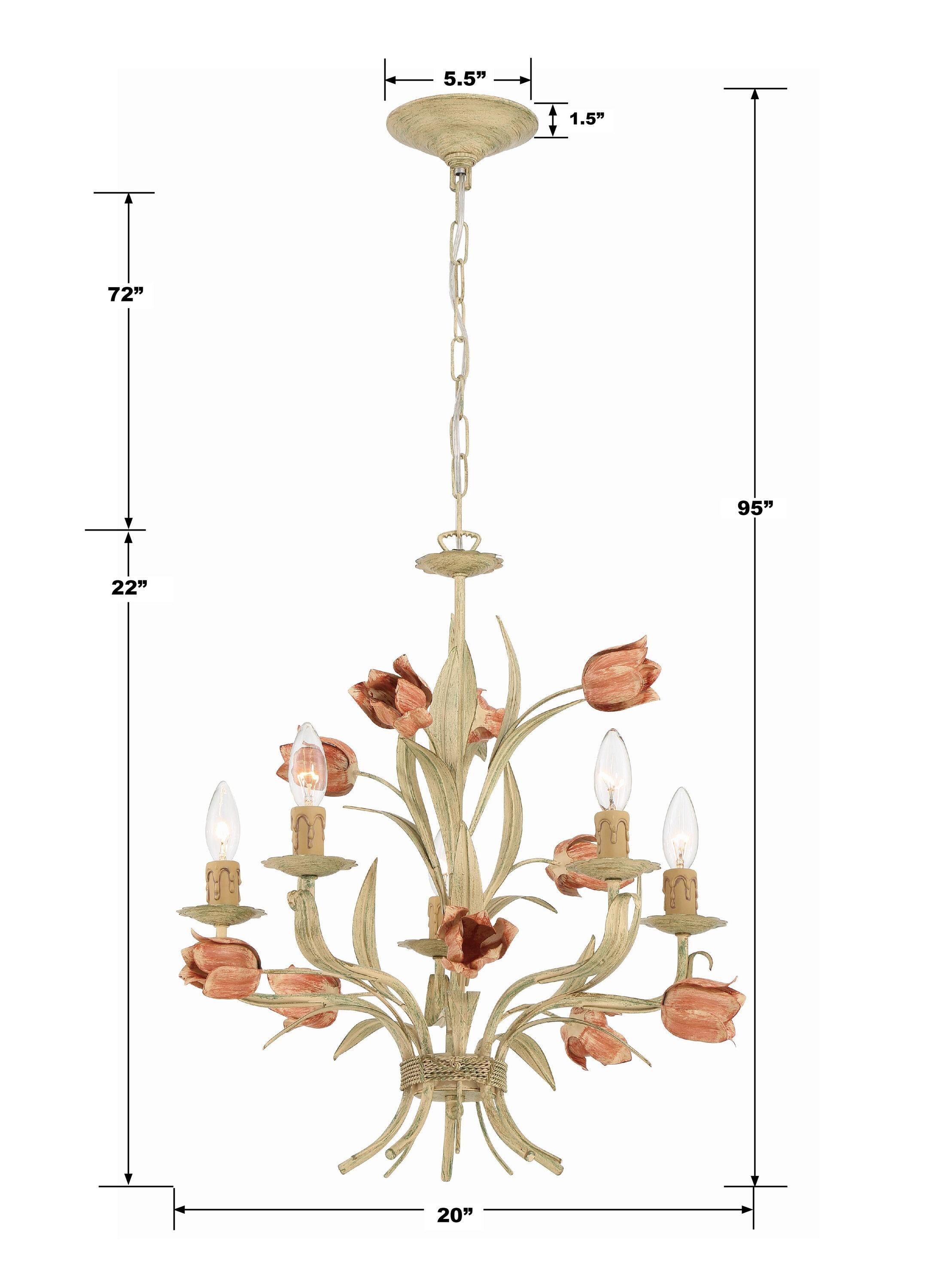Crystorama Lighting Southport 5 - Light Chandelier in Sage Rose