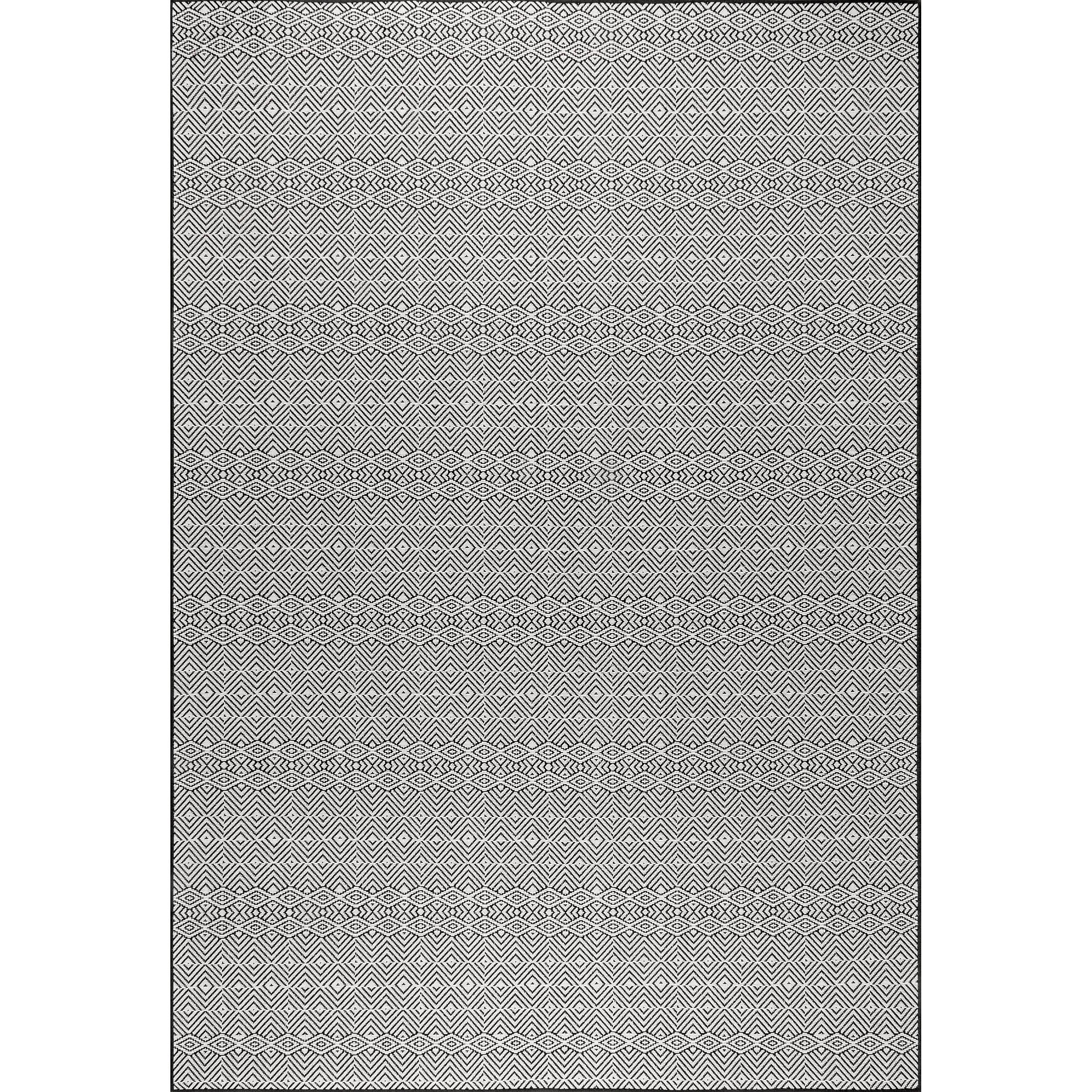 Nuloom Paloma Geometric 7x9 Indoor/Outdoor Area Rug for Living Room Patio Deck Front Porch Kitchen, Black/Ivory