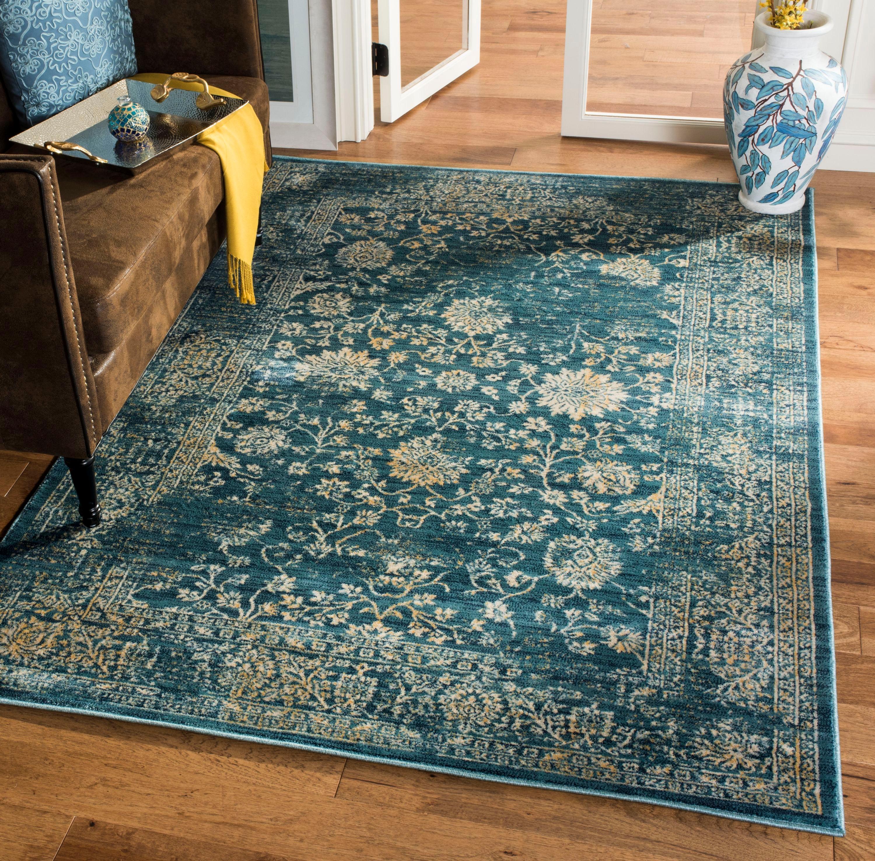 Evoke EVK510 Power Loomed Area Rug Light Blue / Beige 5'-1" X 7'-6" - Safavieh.