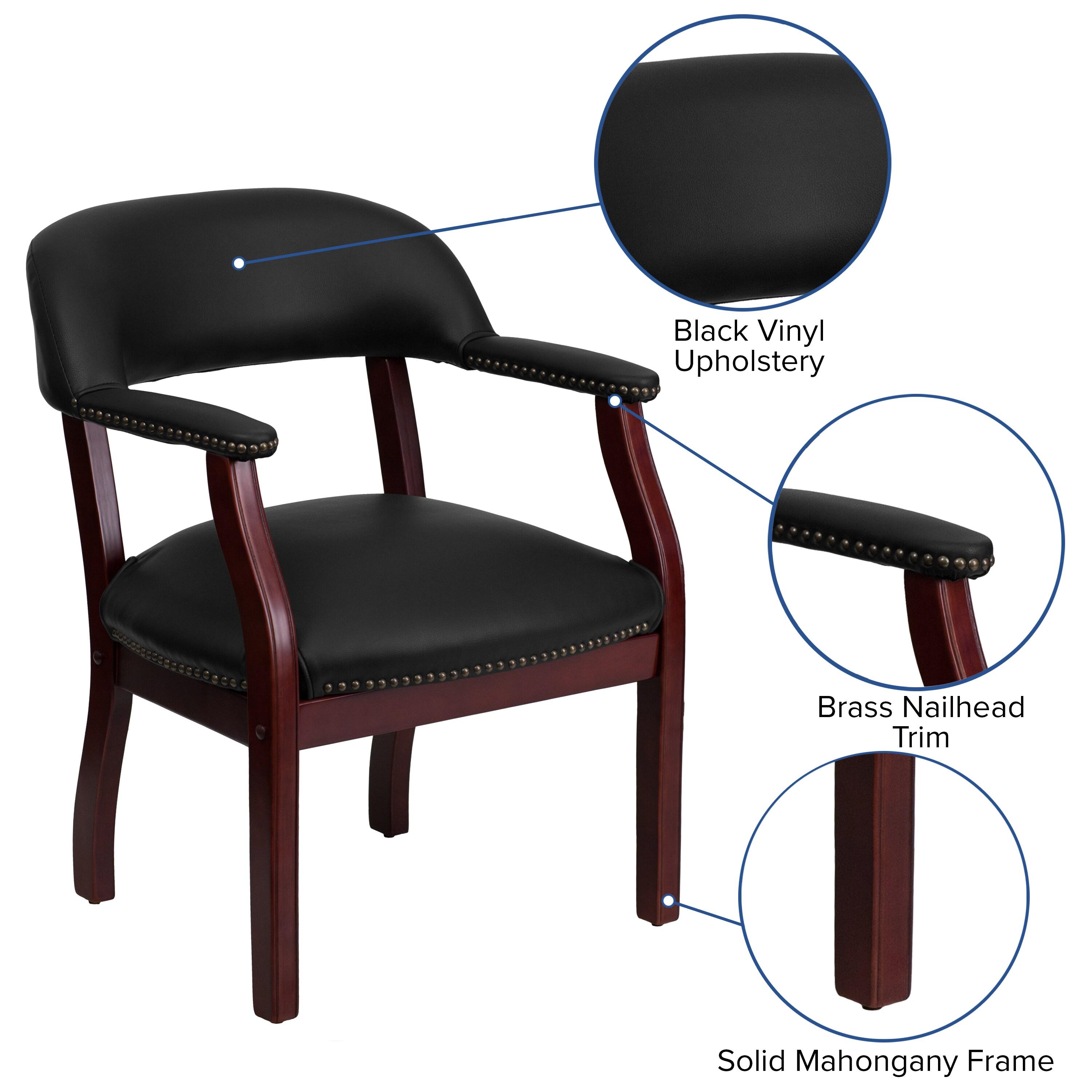 Flash Furniture Diamond Black Vinyl Luxurious Conference Chair with Accent Nail Trim