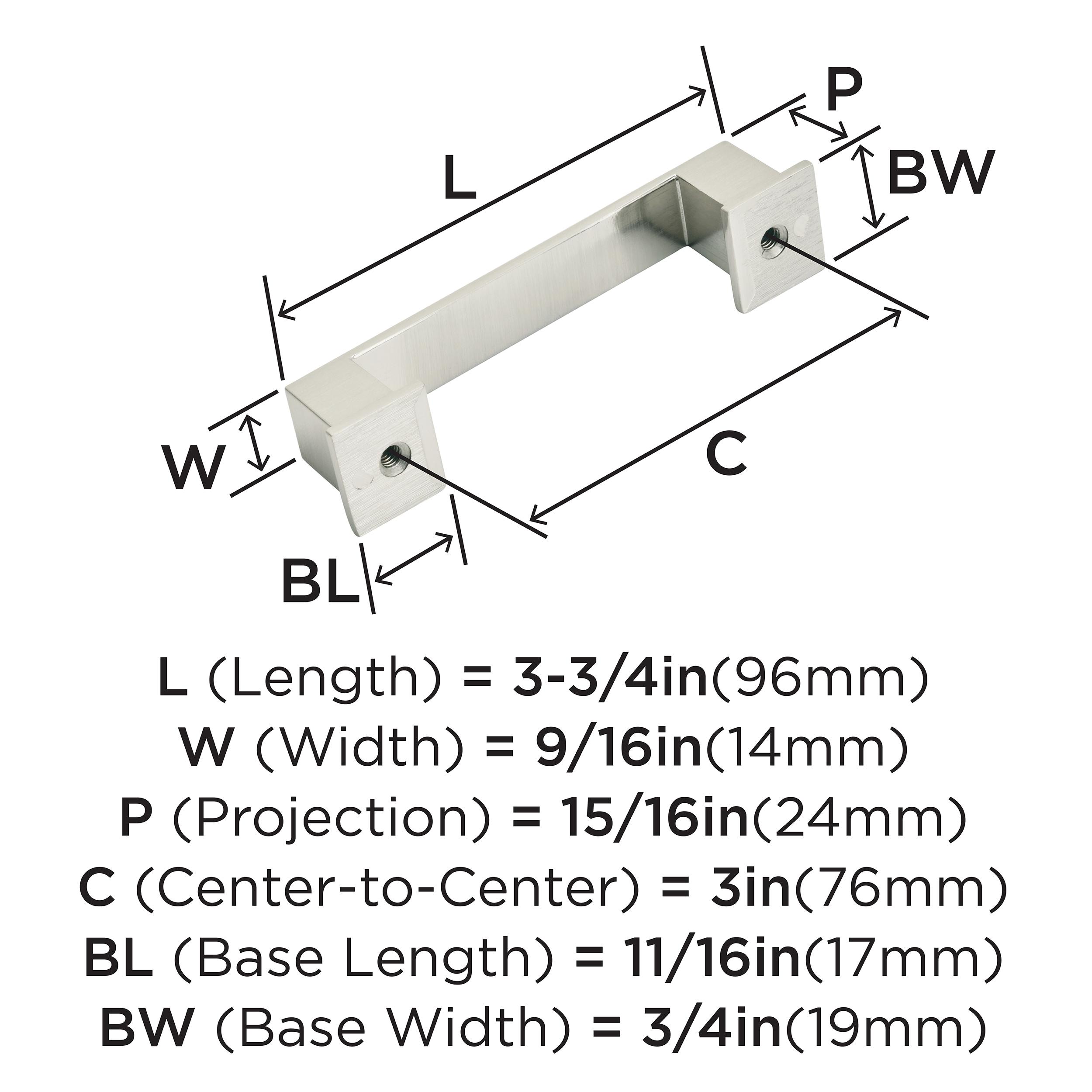 Amerock Appoint 3 inch (76mm) Center-to-Center Satin Nickel Cabinet Pull