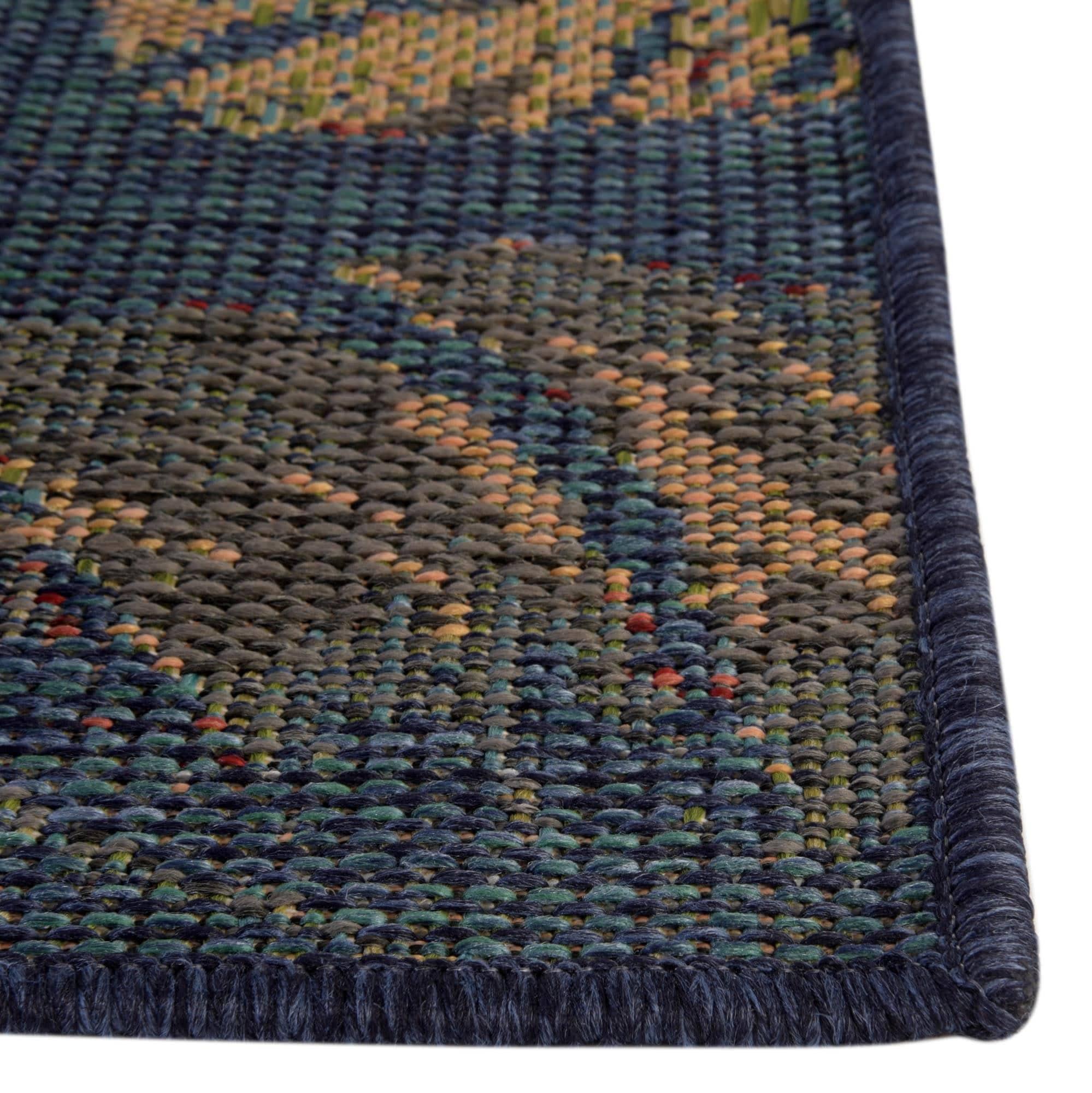 Unique Loom Baja Outdoor Collection Area Rug - Tijuana (6'  x 9' Rectangle Navy Blue/Gray)