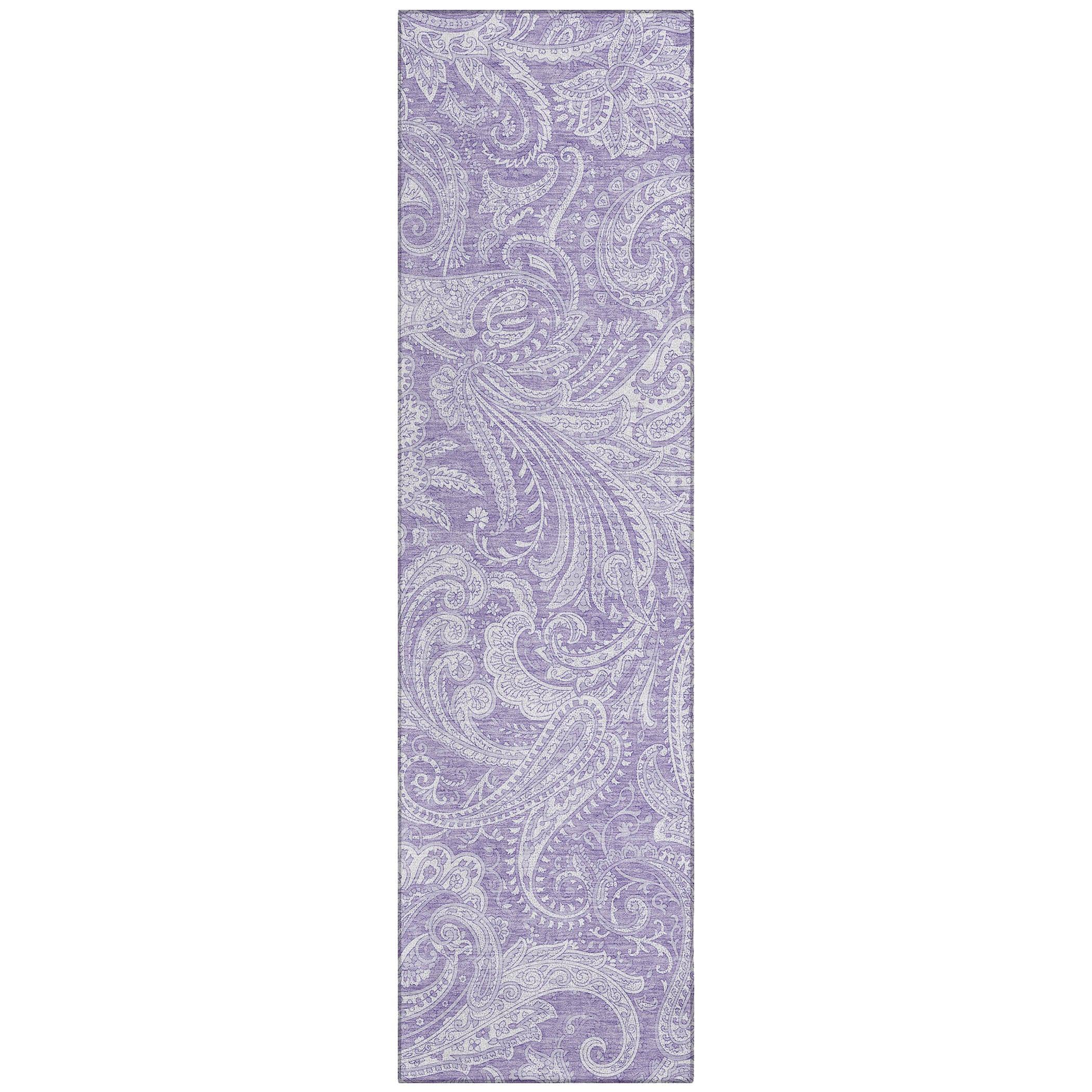 Lavender Paisley Flat Woven Indoor/Outdoor Runner Rug