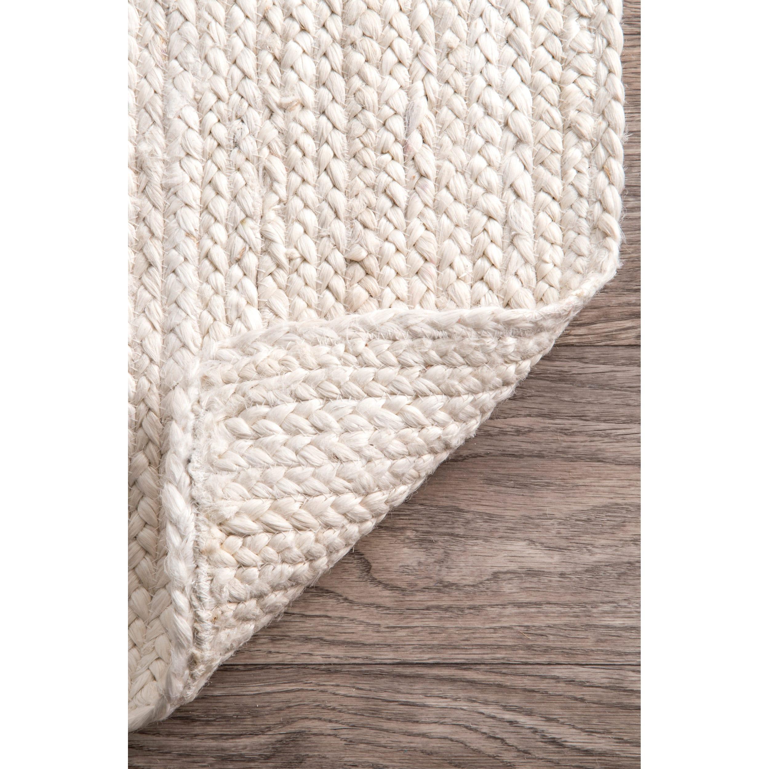 2'6"x8' Runner Hand Woven Rigo Jute Area Rug Off White - nuLOOM: Farmhouse Style, Solid Pattern, Low Pile, Indoor Use