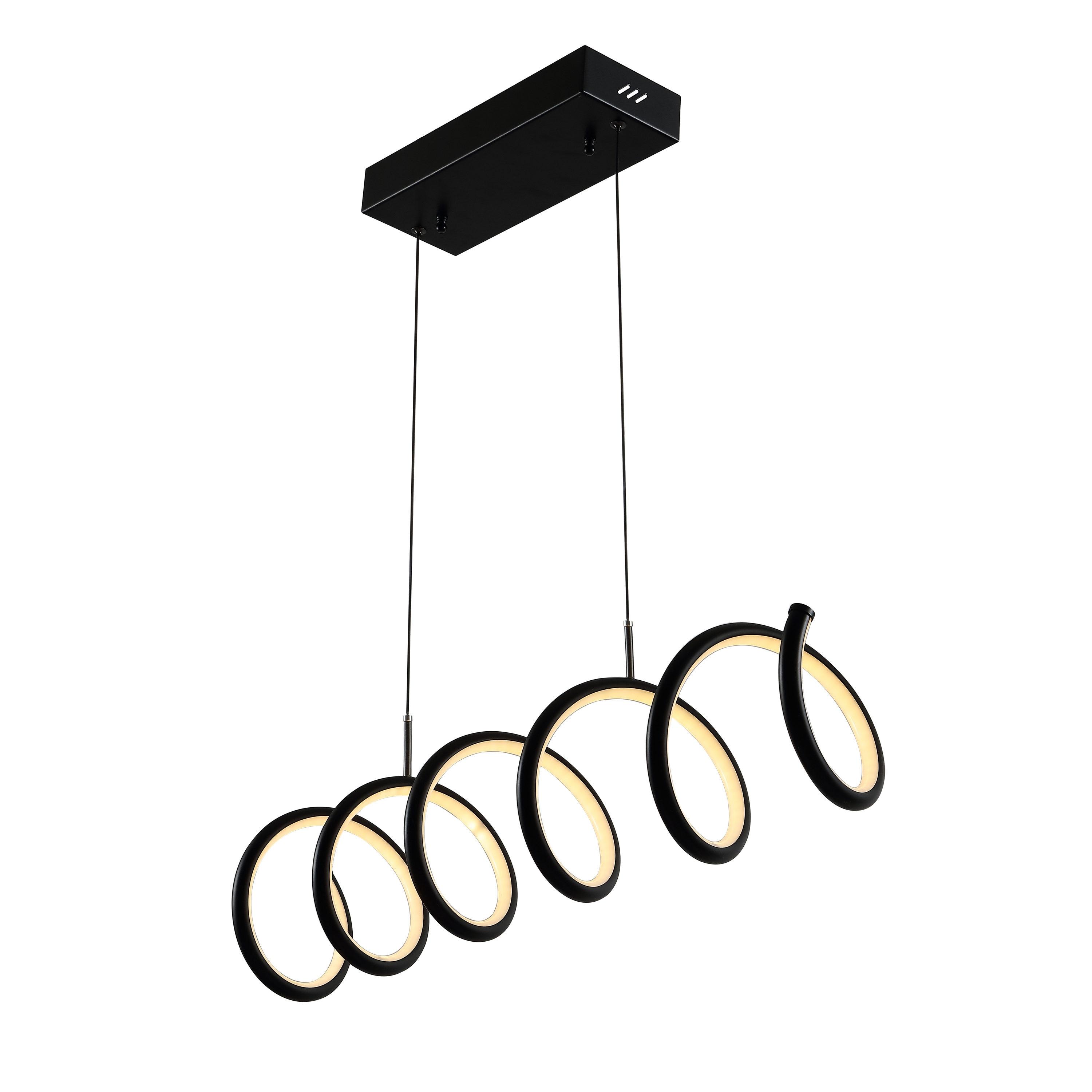 Ali 31" Dimmable Adjustable Integrated LED Metal Linear Pendant, Black