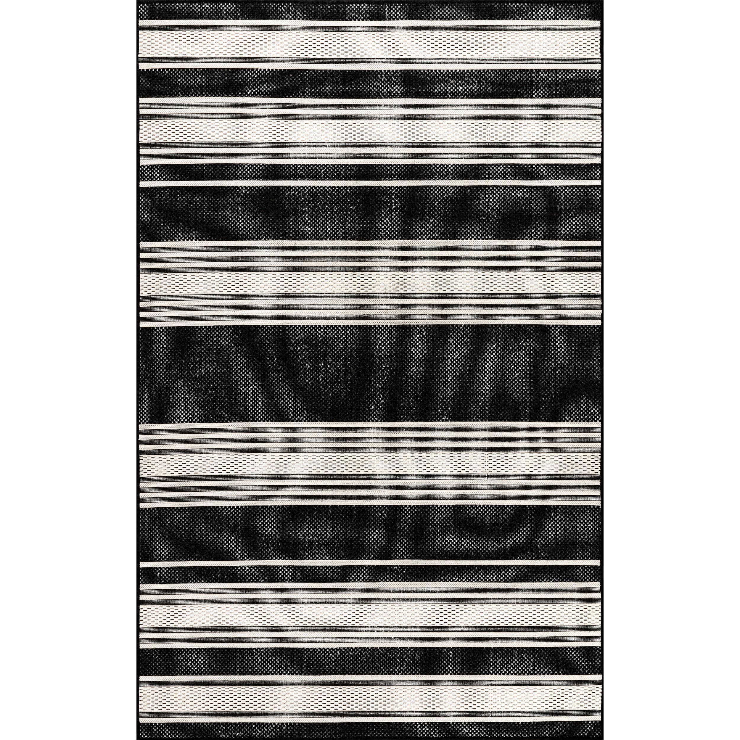 Nuloom Romy Striped Indoor/Outdoor Area Rug, Runner 2' x 8', Black