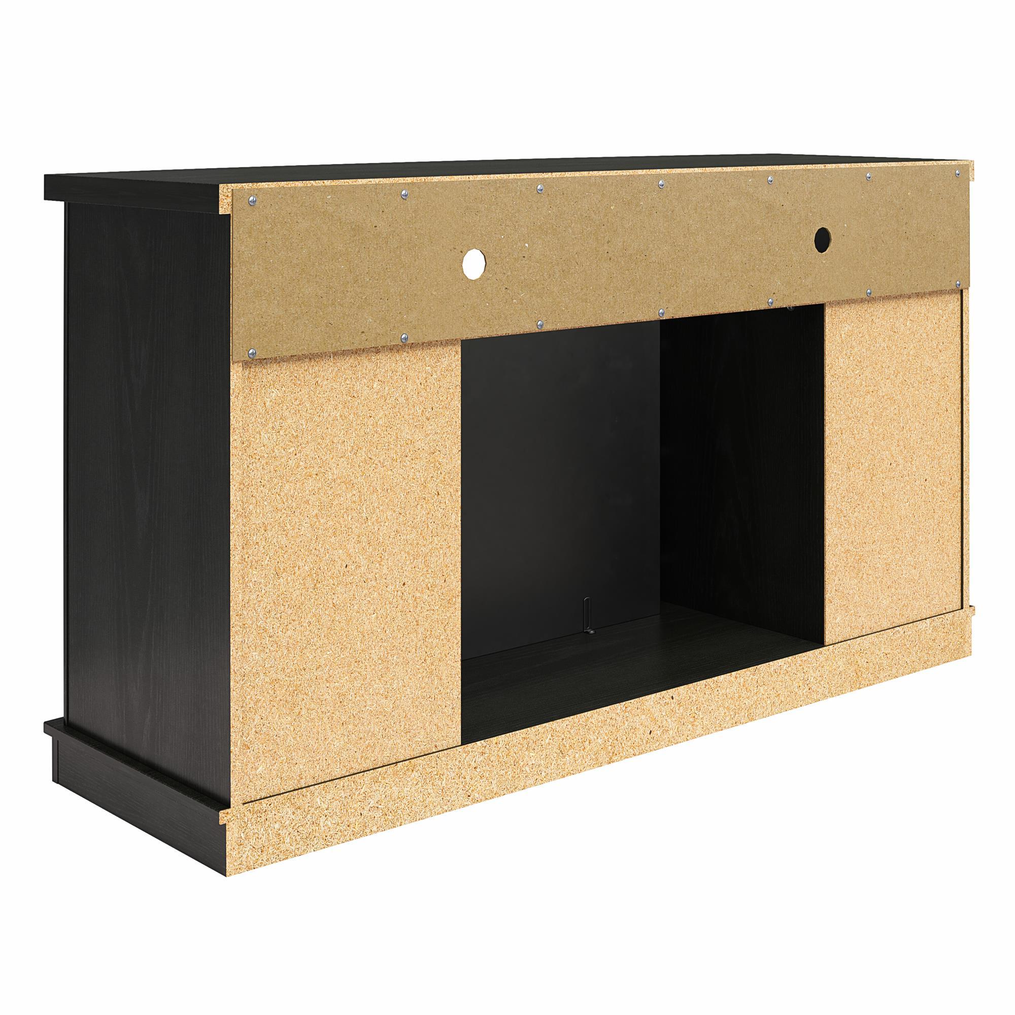 Barrow Creek Black Oak Fireplace TV Console with Glass Doors