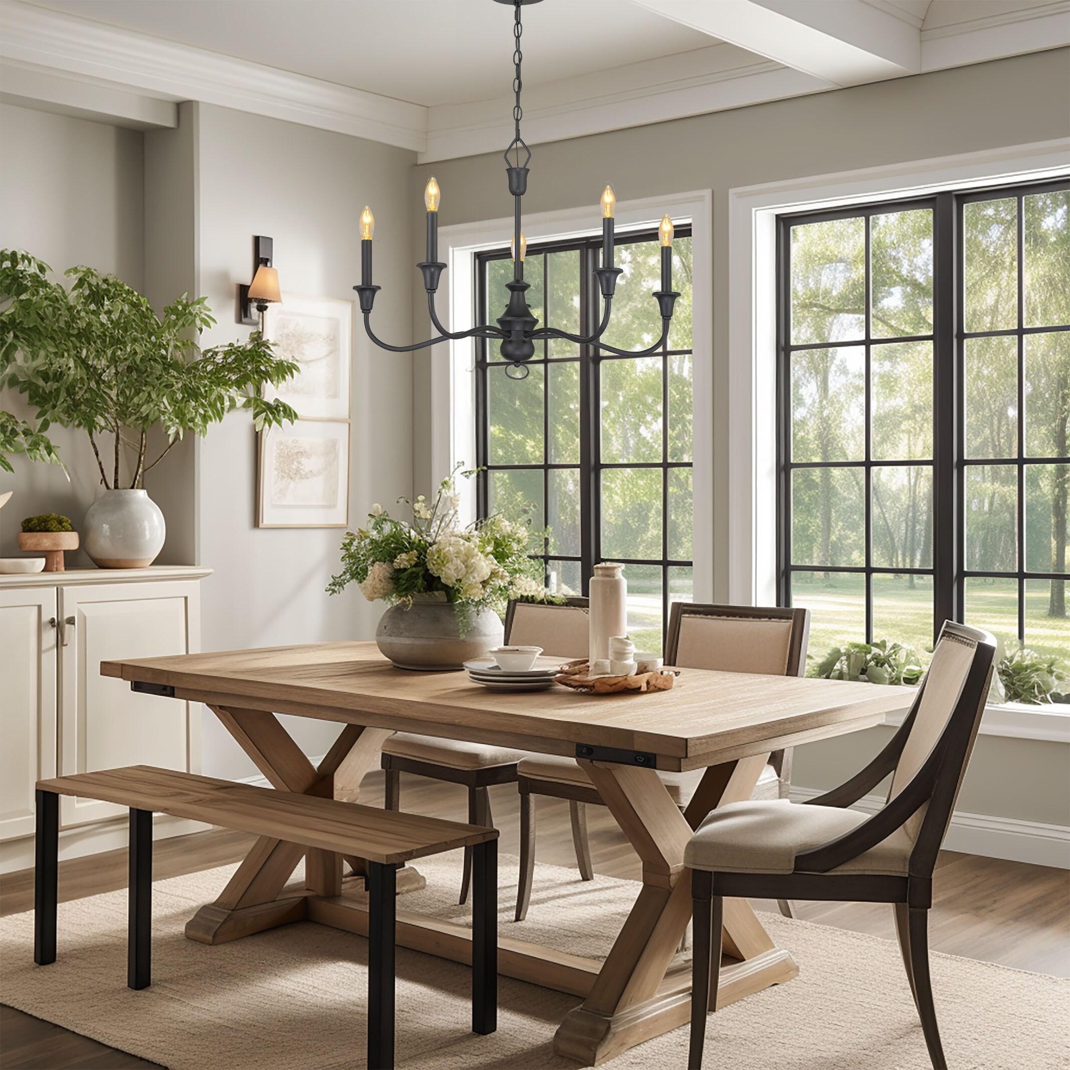 Halifax Textured Black 5-Light Candelabra Chandelier