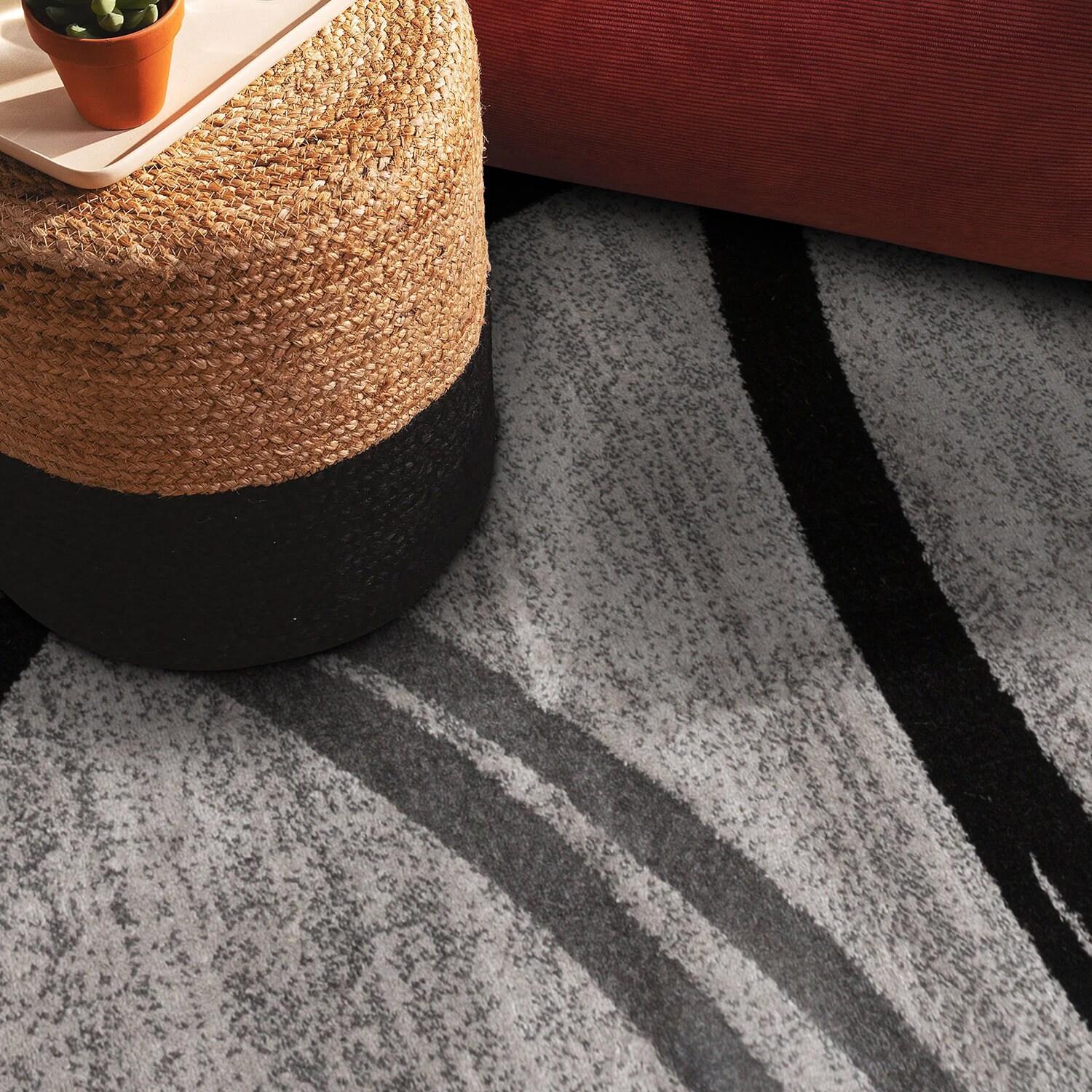 World Rug Gallery Contemporary Abstract Circles Design Gray 6'6" Round Area Rug