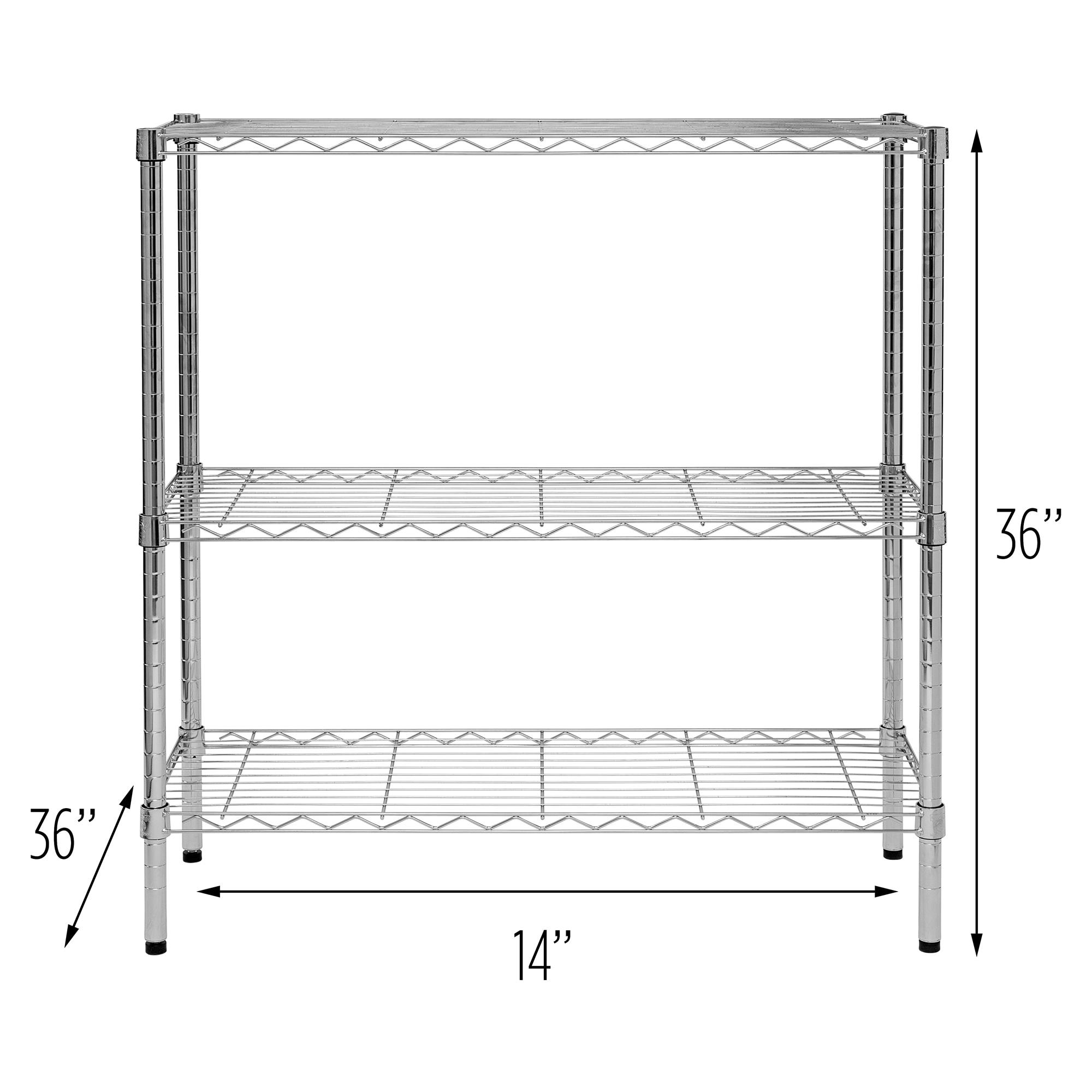 Honey-Can-Do 3-Shelf Steel Heavy Duty Adjustable Storage Shelves, Chrome, Holds up to 200 lb per Shelf