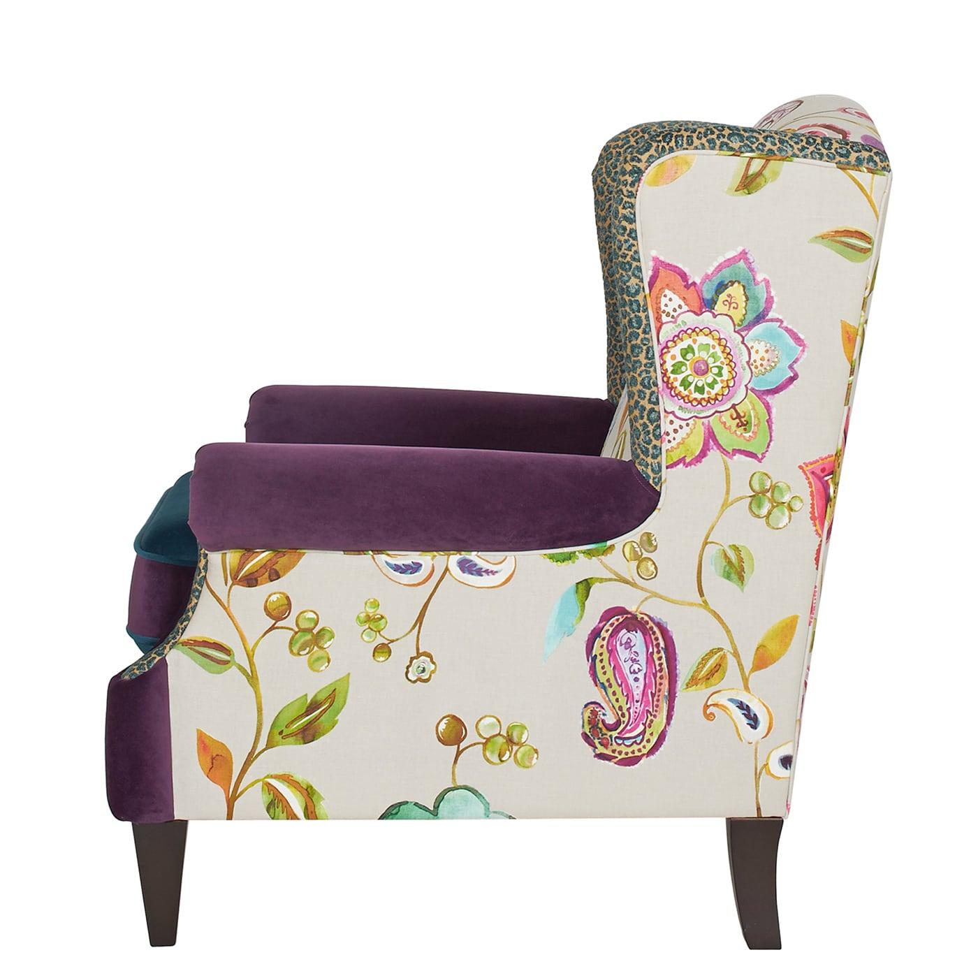 Anya Wingback Accent Arm Chair Multicolored Floral