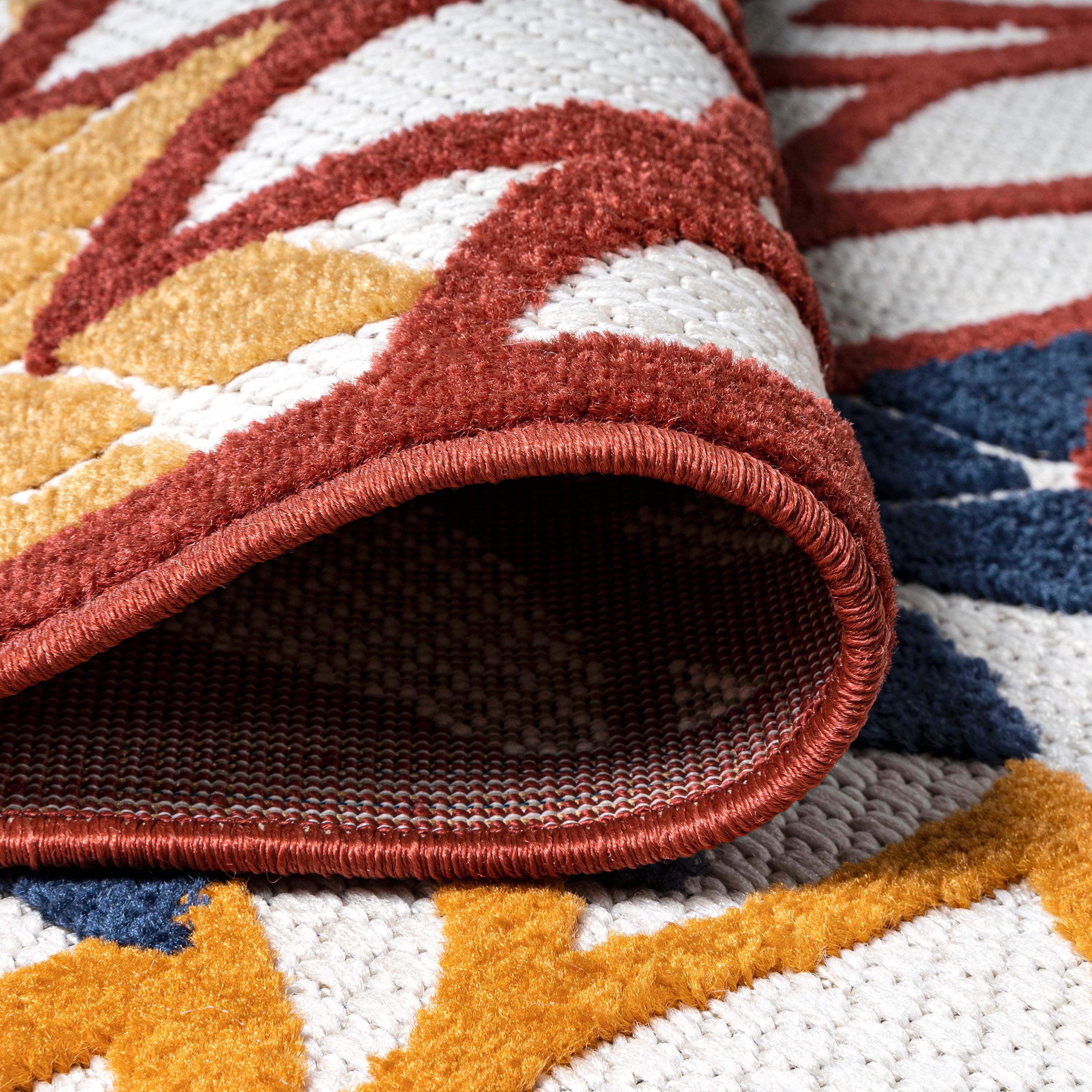 3'x5' Atrani Scroll Trellis Indoor/Outdoor Area Rug, Cream/Blue/Red - JONATHAN Y