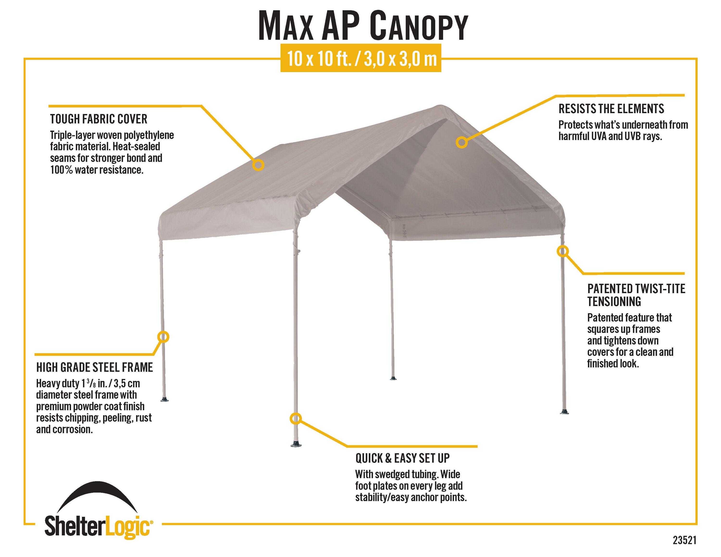 Max AP 10 Ft. W x 10 Ft. D Steel Pop-Up Canopy