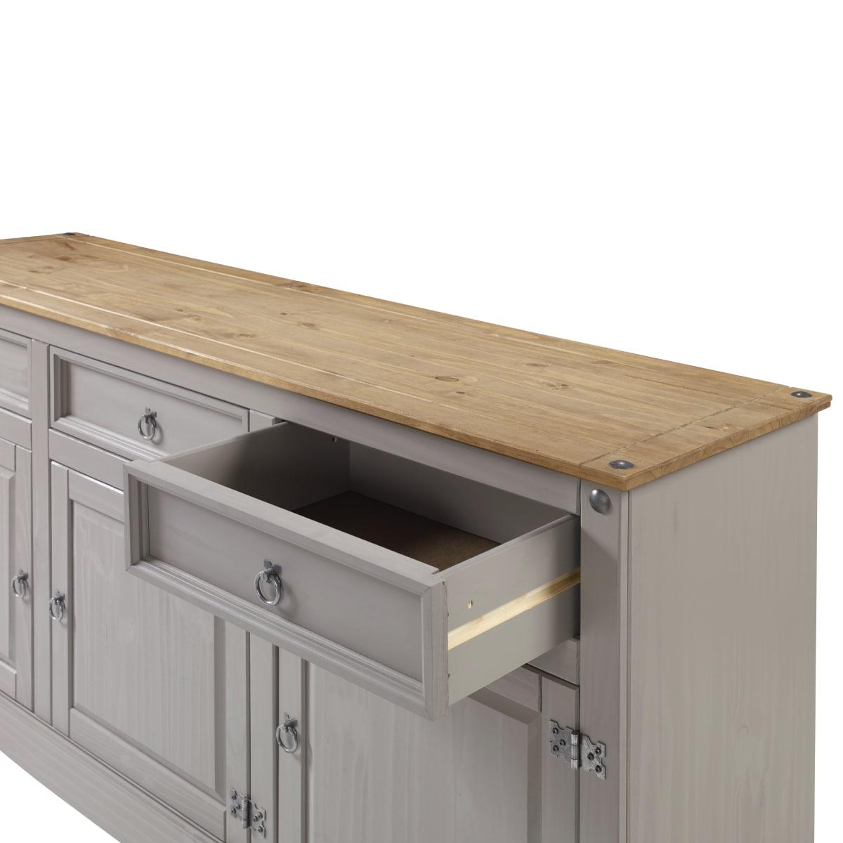 65.91 x 31.73 x 16.93 in. Cottage Series Wood Buffet Sideboard, Corona Gray