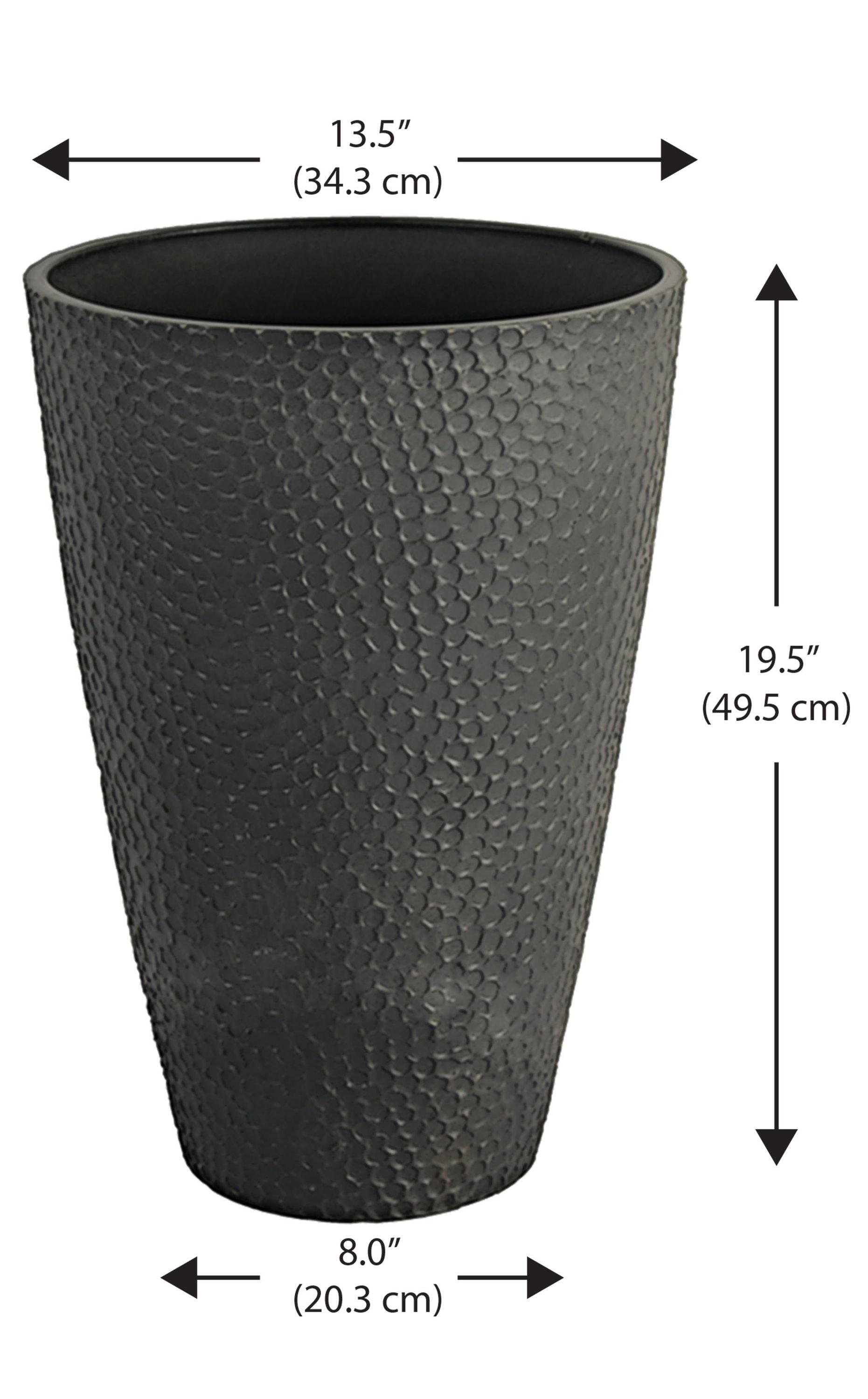 Algreen Products Valencia 14.5"x 14.5"x 20" Round Gray Stone and Resin Plant Planter