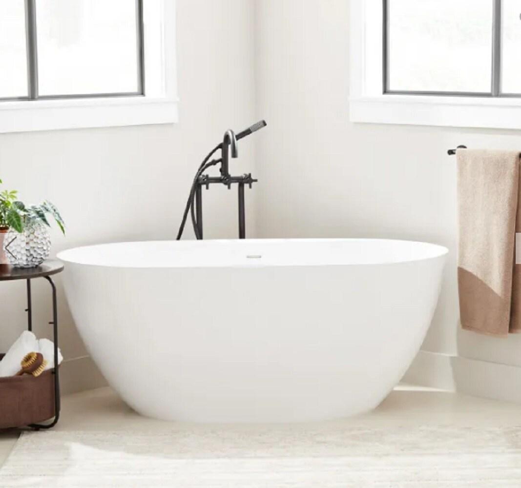 Signature Hardware Patera 59'' x 29'' Freestanding Soaking Solid Surface Bathtub