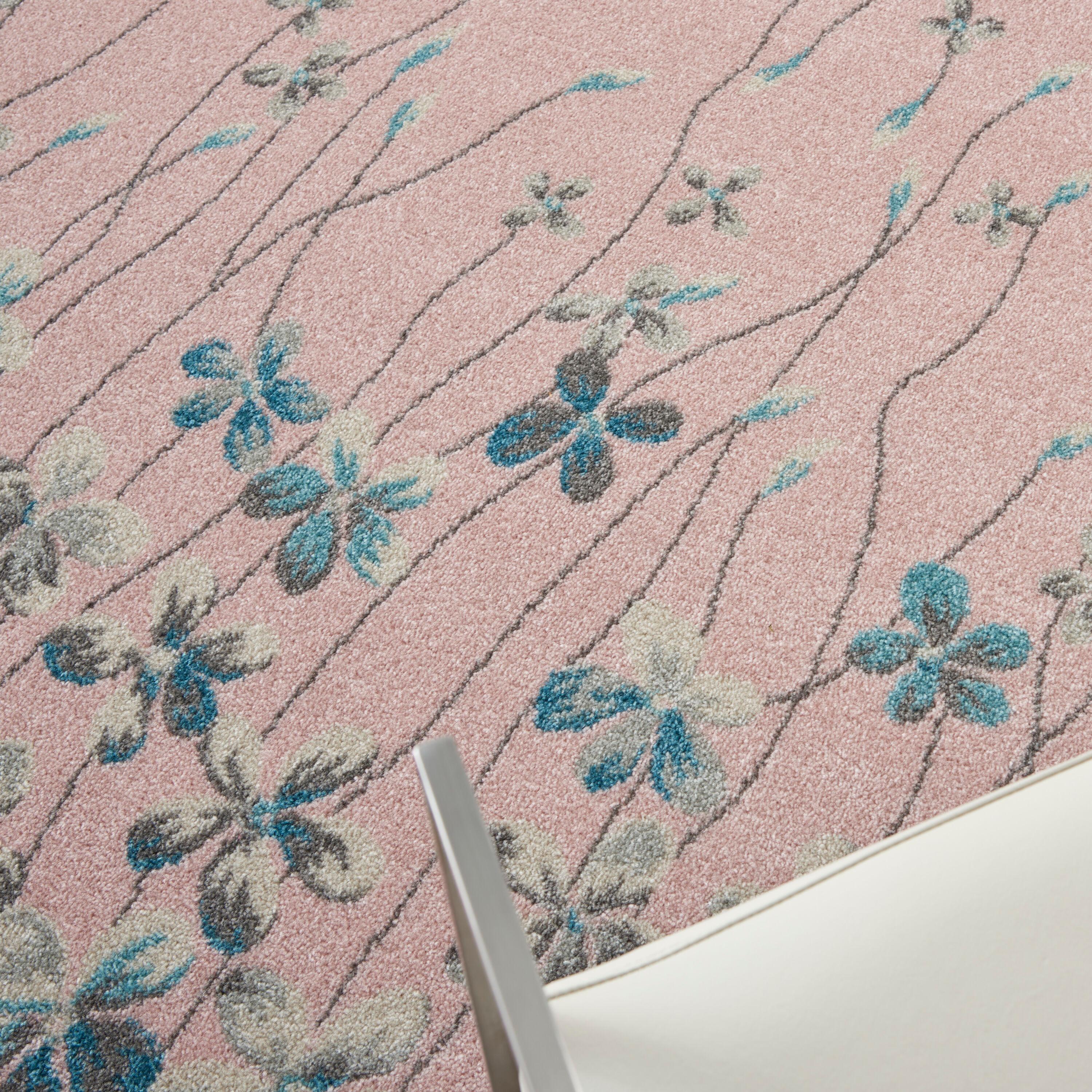 Nourison Tranquil 6' X 9' Pink Area Rug Bohemian Botanical Vine and Bloom by Nourison