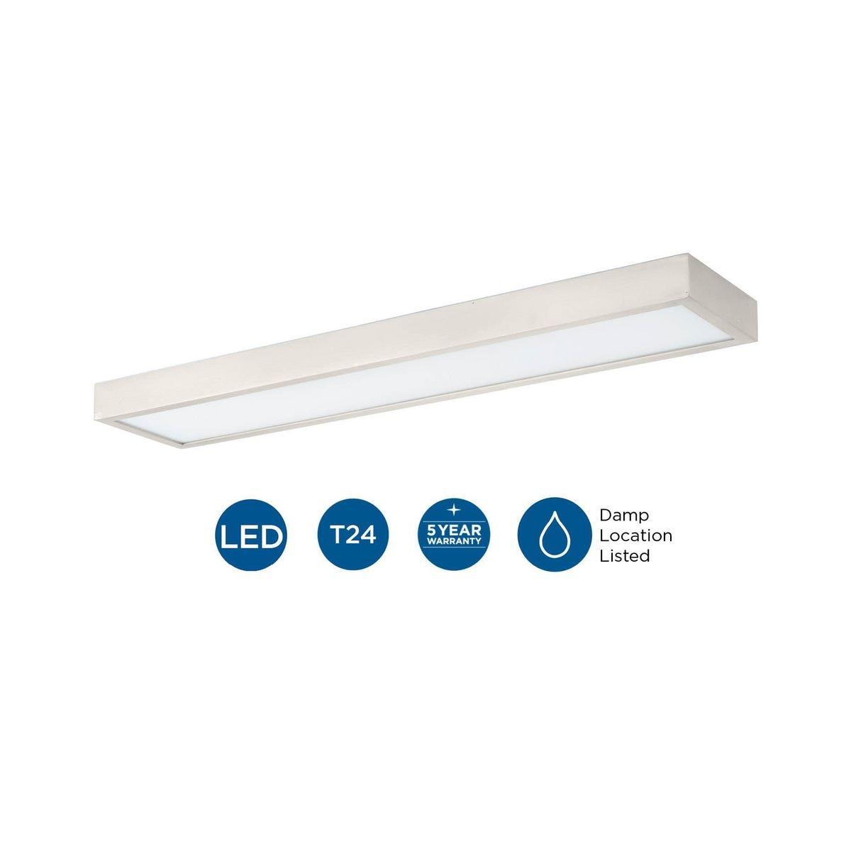 Progress Lighting Everlume 1-Light Brushed Nickel LED Modern Bath Vanity Light, Frosted Glass Shade, Damp Rated