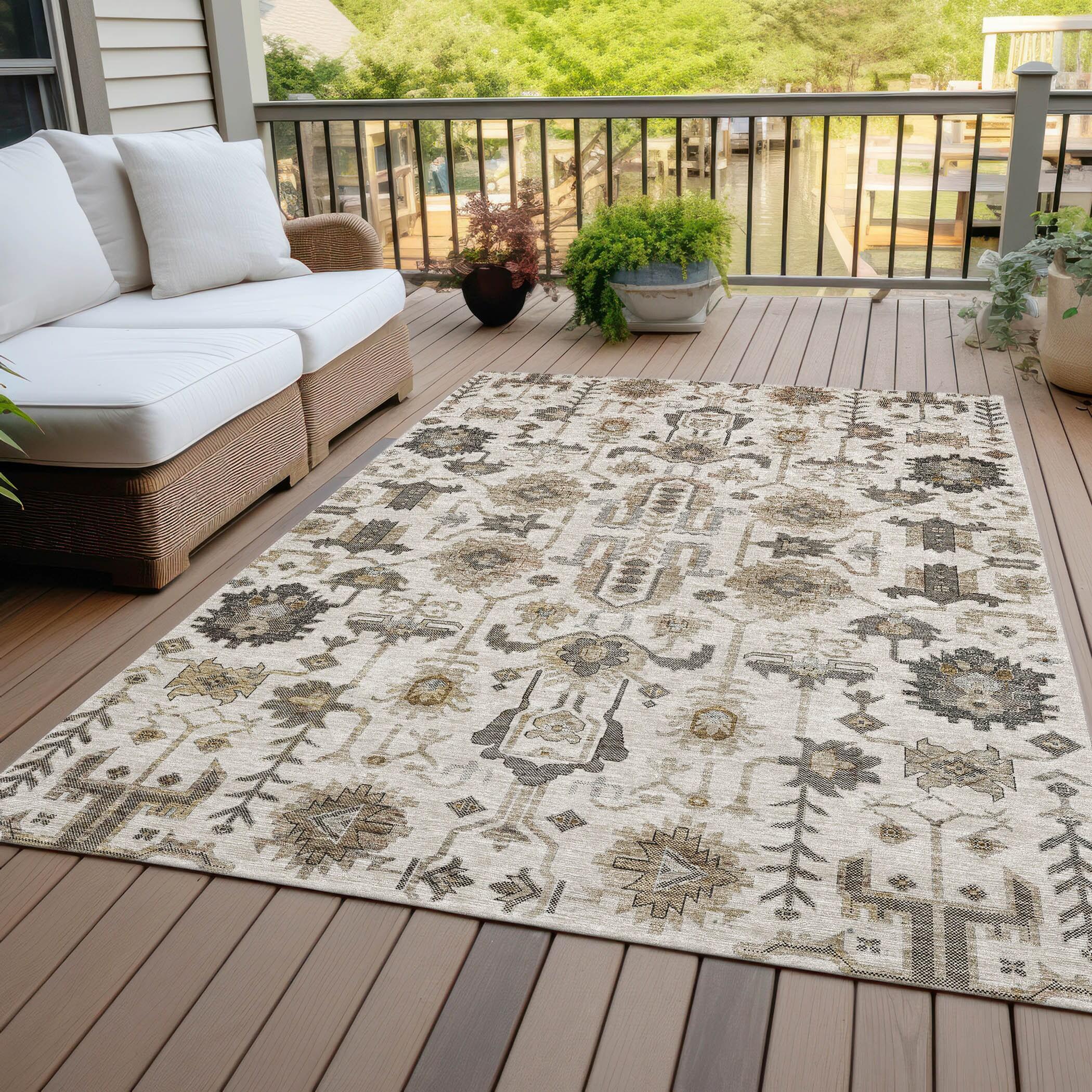 Addison Rugs Chantille Indoor/Outdoor Traditional Oriental Ivory Washable Rectangle Rug, 2'6" x 3'10"