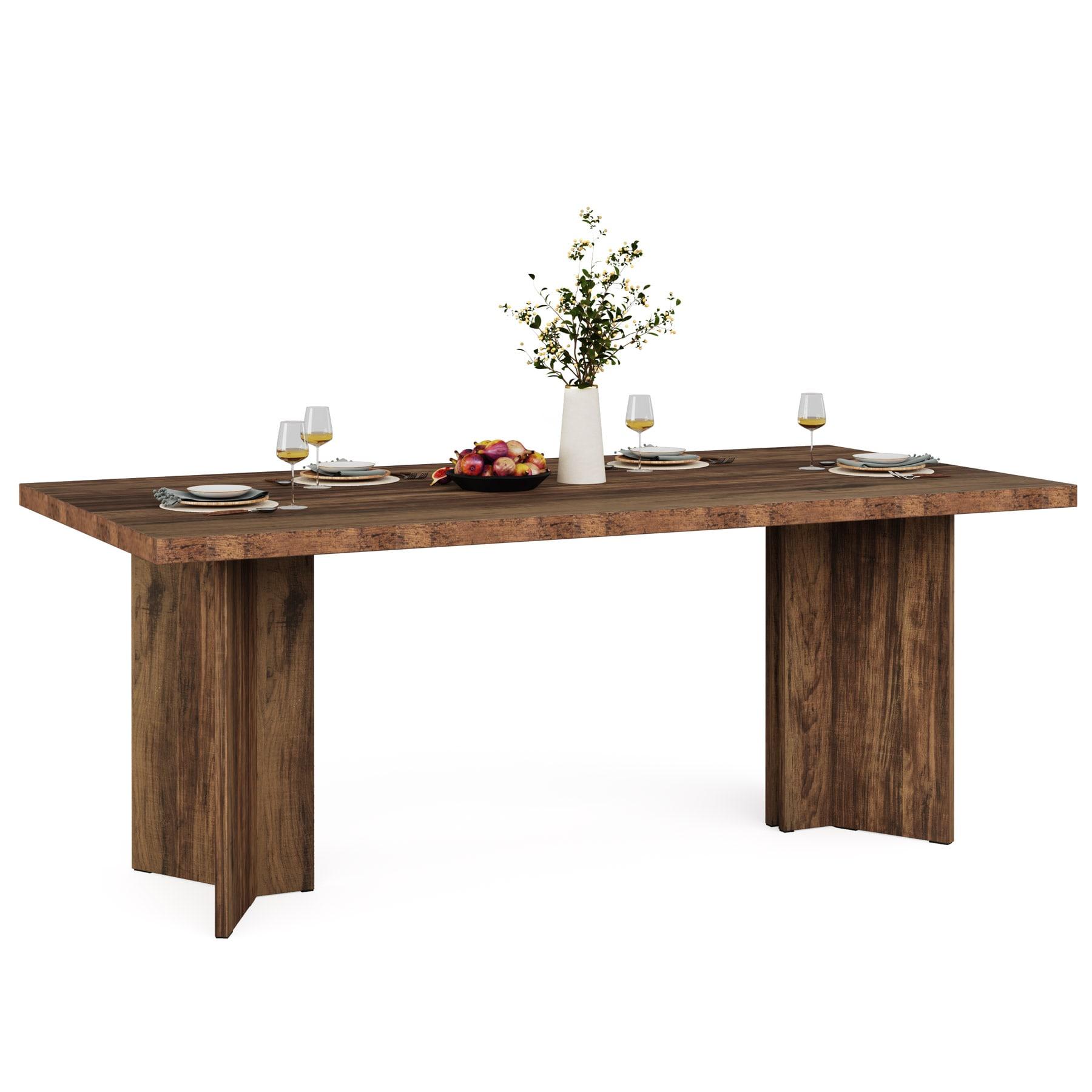 Tribesigns Dining Room Table for 4-6, 63" Farmhouse Wood Kitchen Table for Kitchen, Dark Brown