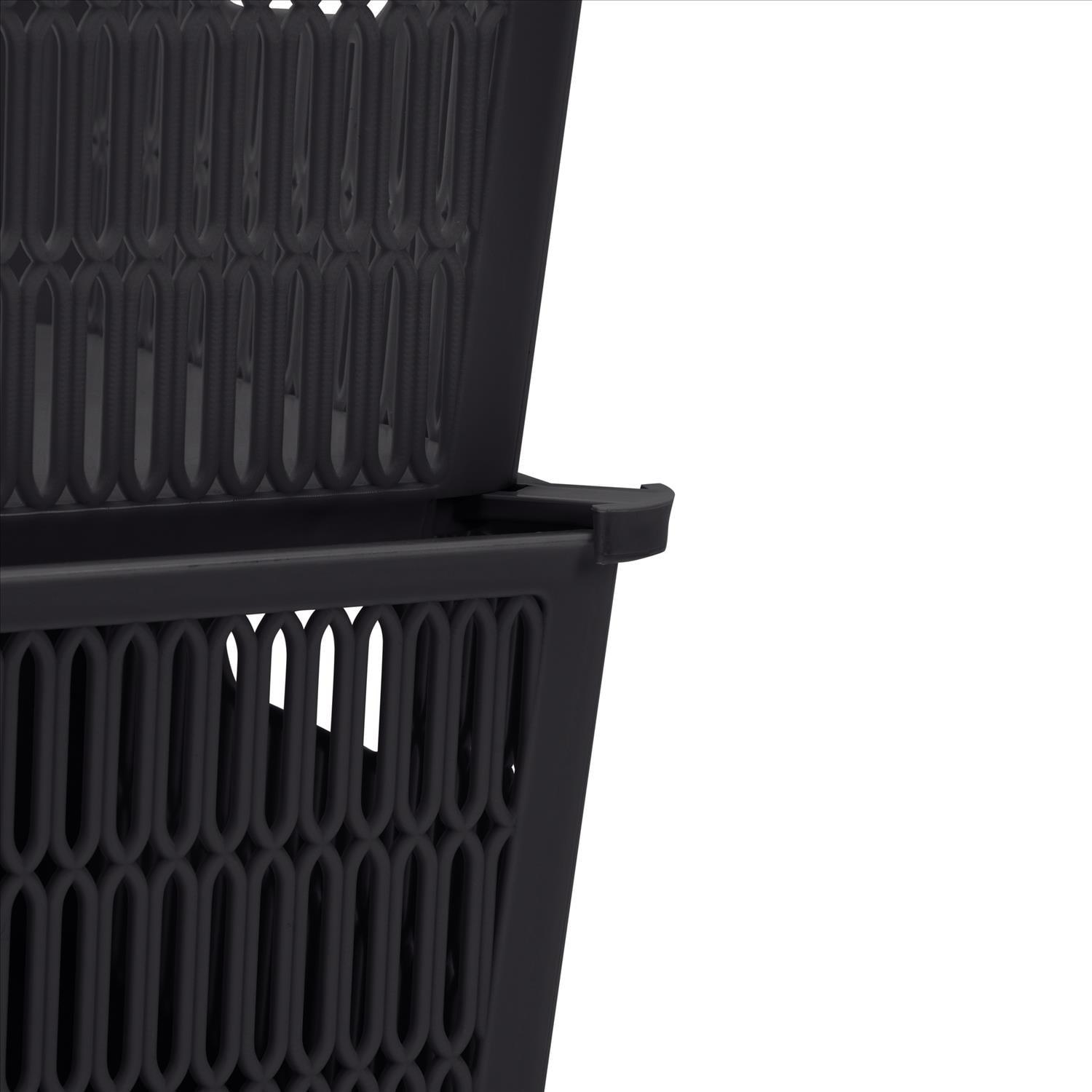 Simplify Slide 2 Stack It 2 Pack Plastic Storage Tote Baskets in Black