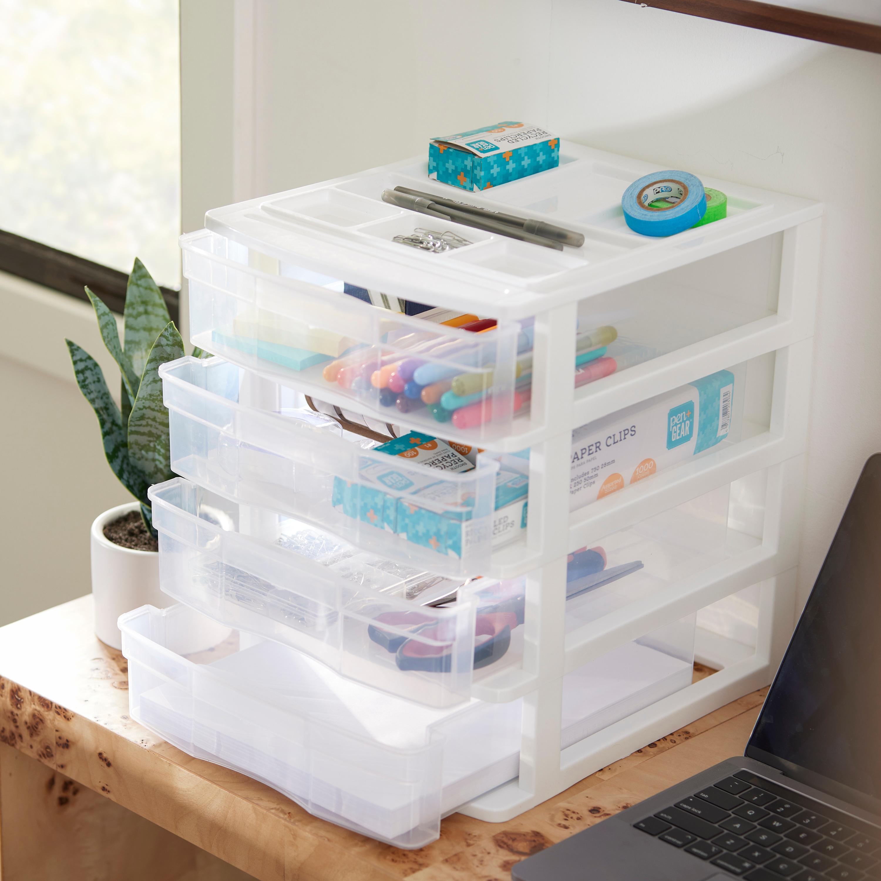 Gracious Living Desktop And Countertop 4 Drawer Storage Bin With Organizer Lid