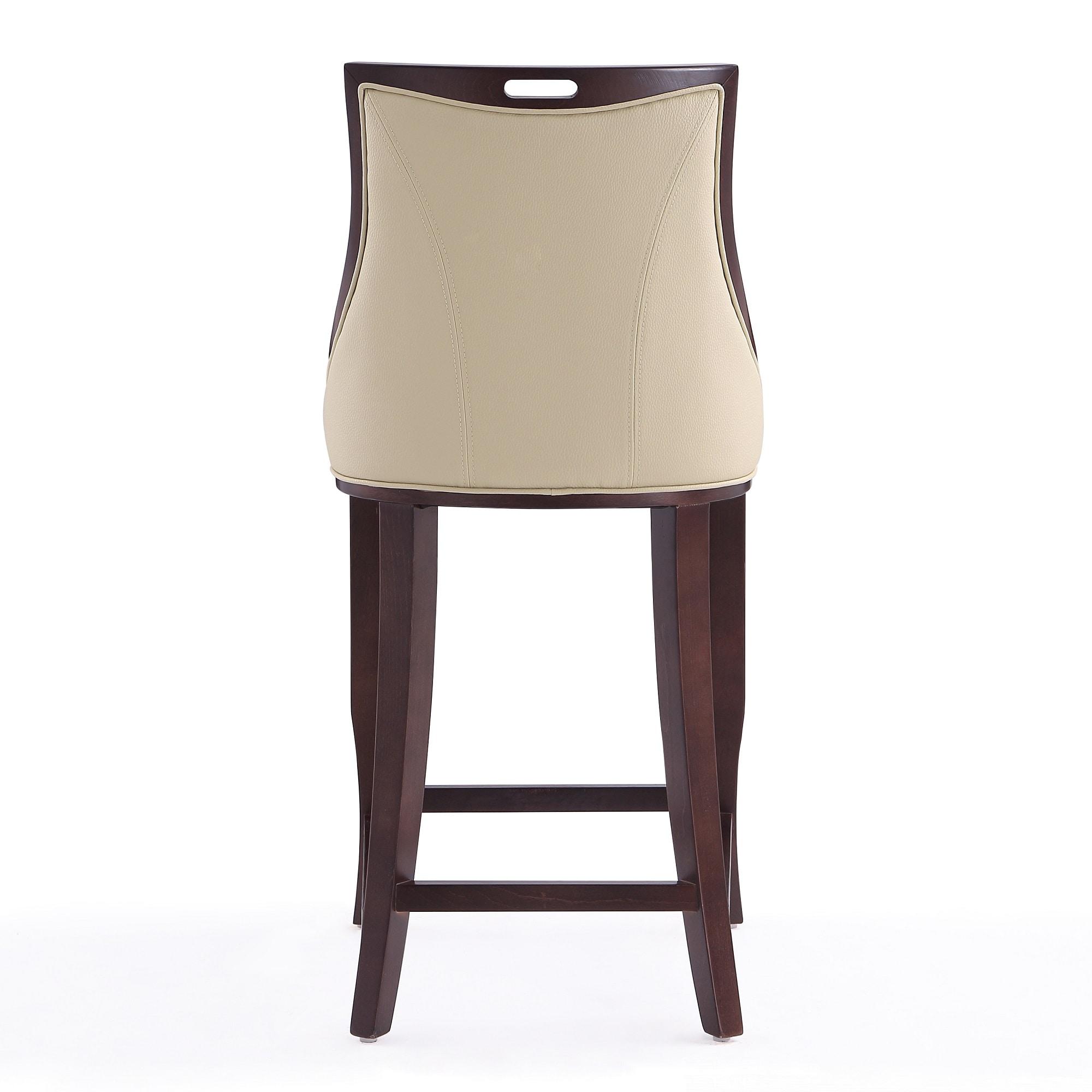 Set of 2 Emperor Upholstered Beech Wood Faux Leather Barstools - Manhattan Comfort