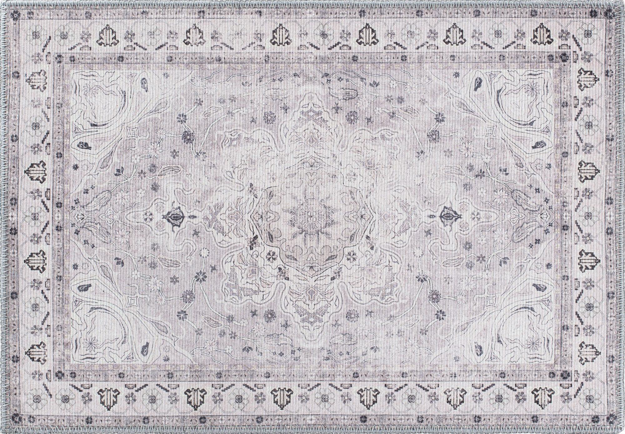 World Rug Gallery Transitional Medallion Machine Washable 2'1"x3' Gray Area Rug