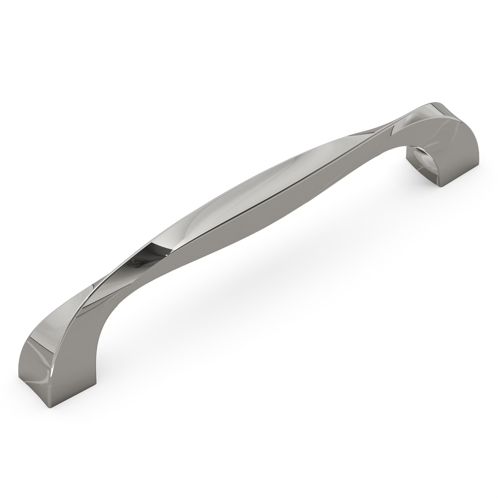 Hickory Hardware 1 Pack Solid Core Kitchen Cabinet Pulls, Luxury Cabinet Handles, Hardware for Doors & Dresser Drawers, 5-1/16 Inch (128mm) Hole Center, Polished Nickel, Twist Collection