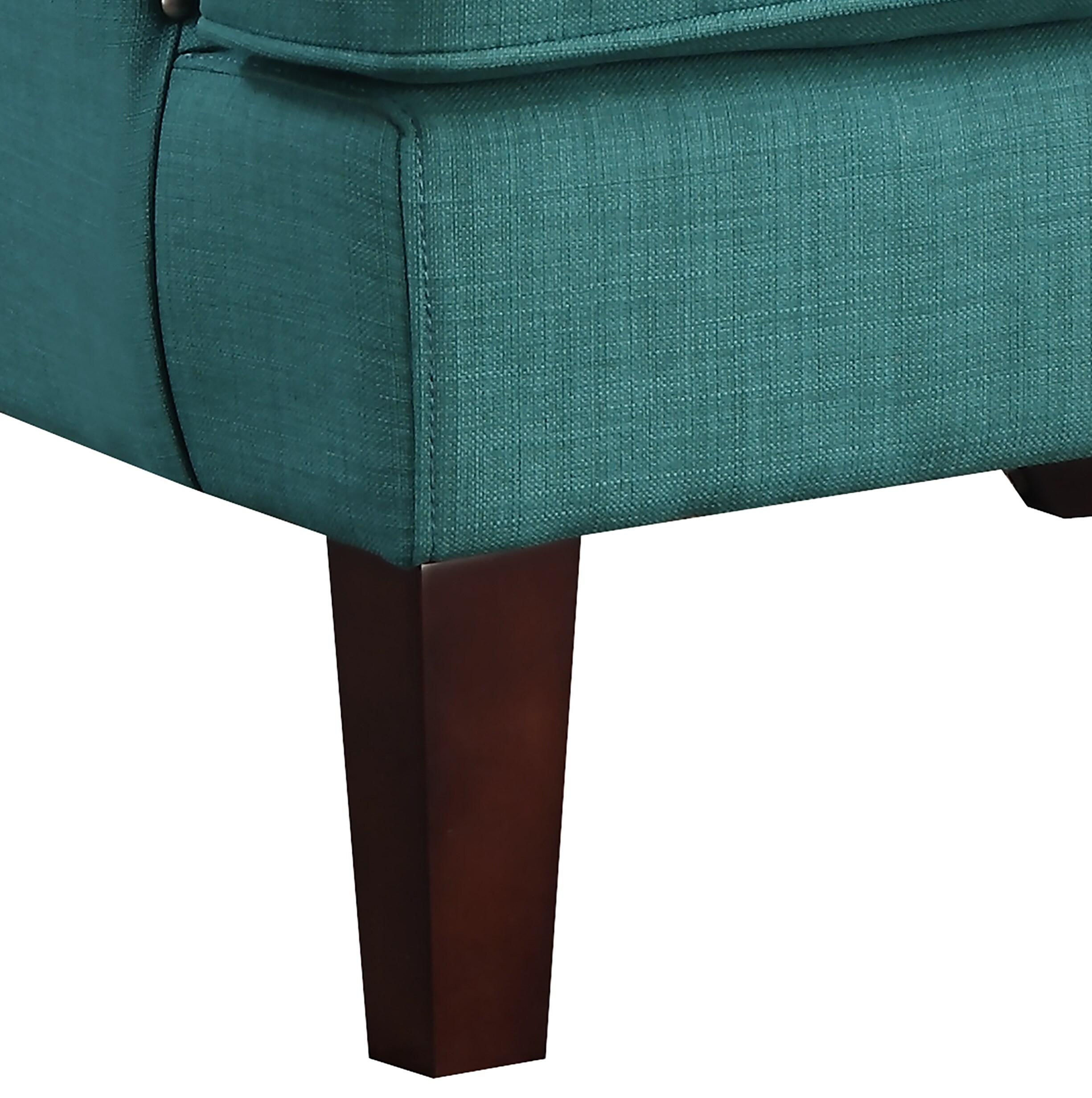 Picket House Furnishings Karson High Back Upholstered Chair Teal: Occasional Slipper Chair, Polyester Fabric, Wood Legs